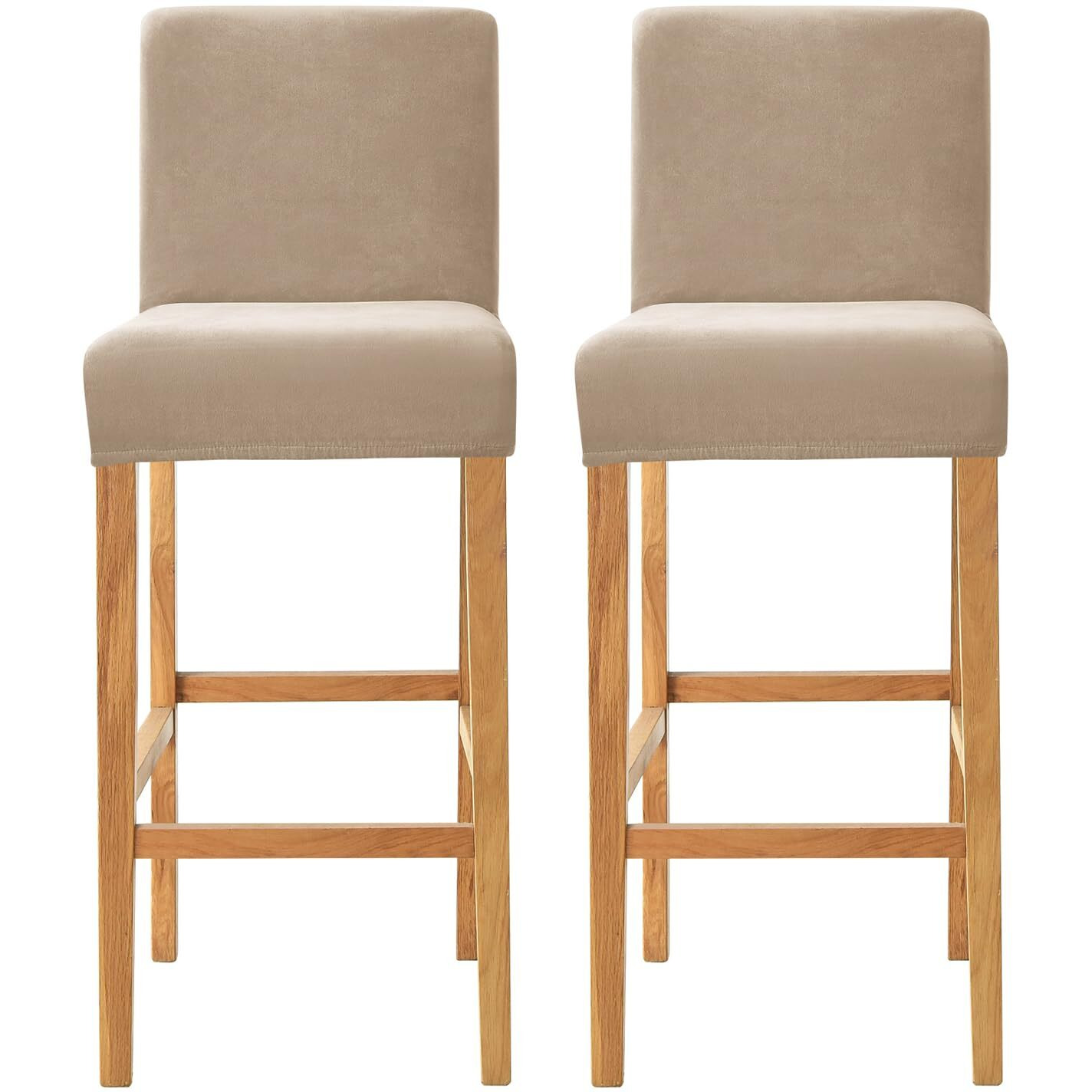 Sonnach Velvet Counter Stool Pub Chair Covers - Removable And Stretchable Slipcovers For A (2  Khaki)