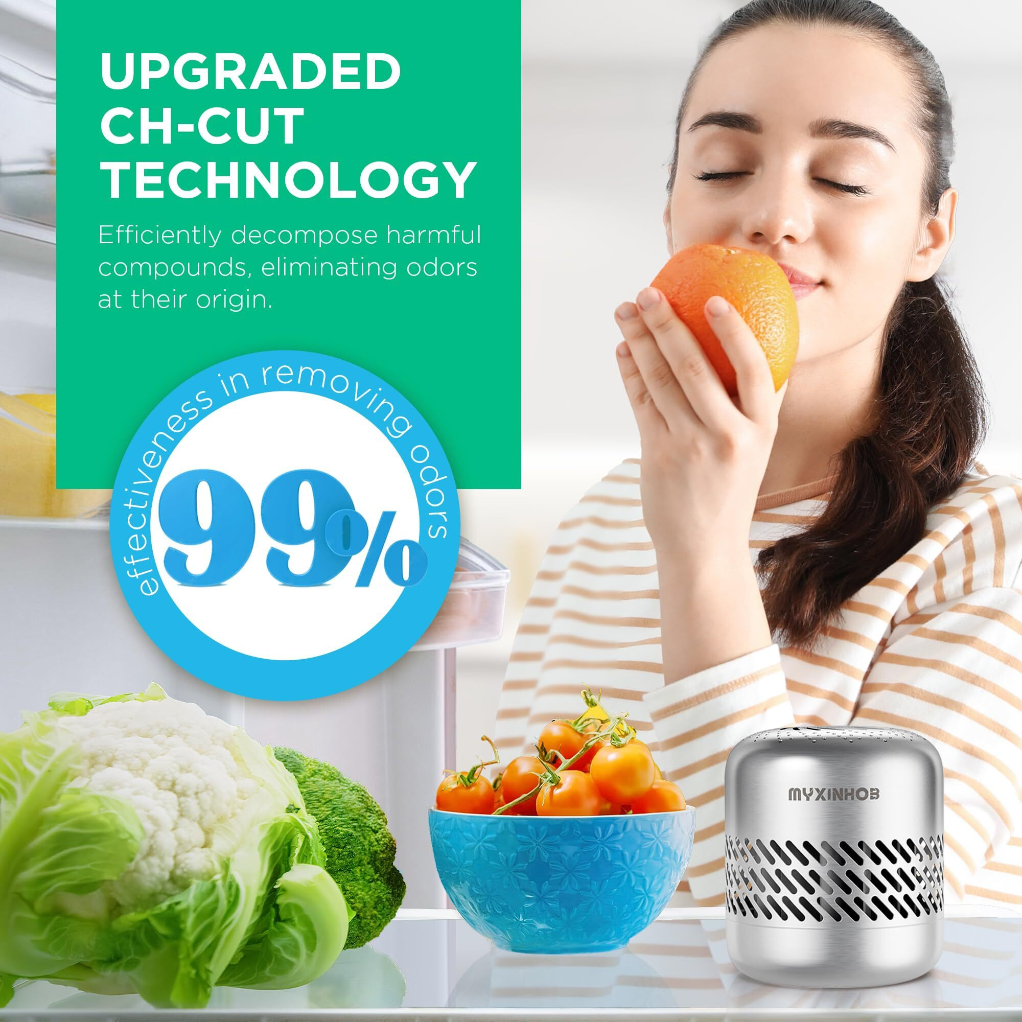 Long-Lasting Refrigerator Deodorizer For Odor Remove Fridge Deodorizer For Smell Remove (Light Grey)