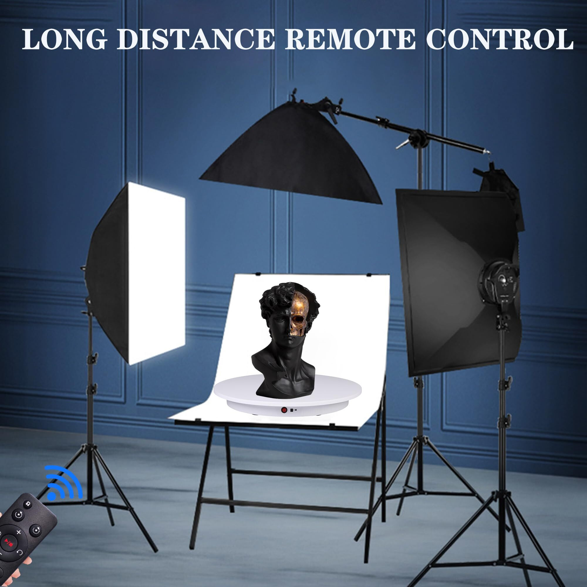 Jayegt Motorized Rotating Display Stand  360 Degree Electric Rotating Potography Turntable For Products Display Live Video Show  Remote Control Angle  Speed (White / 16.5Inch /330Lbs Load/Wired)