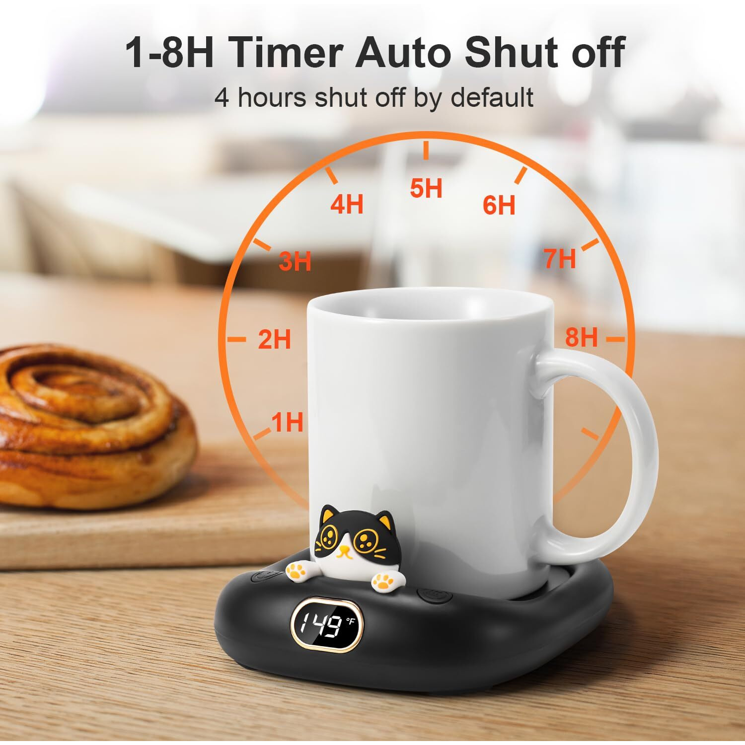 Cute Cat Coffee Mug Warmer  Electric Beverage Cup Warmer For Milk Tea Water Fit Desk Home Office  Candle Warmer Plate With 3 Temp. Setting (Up To 149 F/ 65 C) Best Birthday Gift Ideas For Women