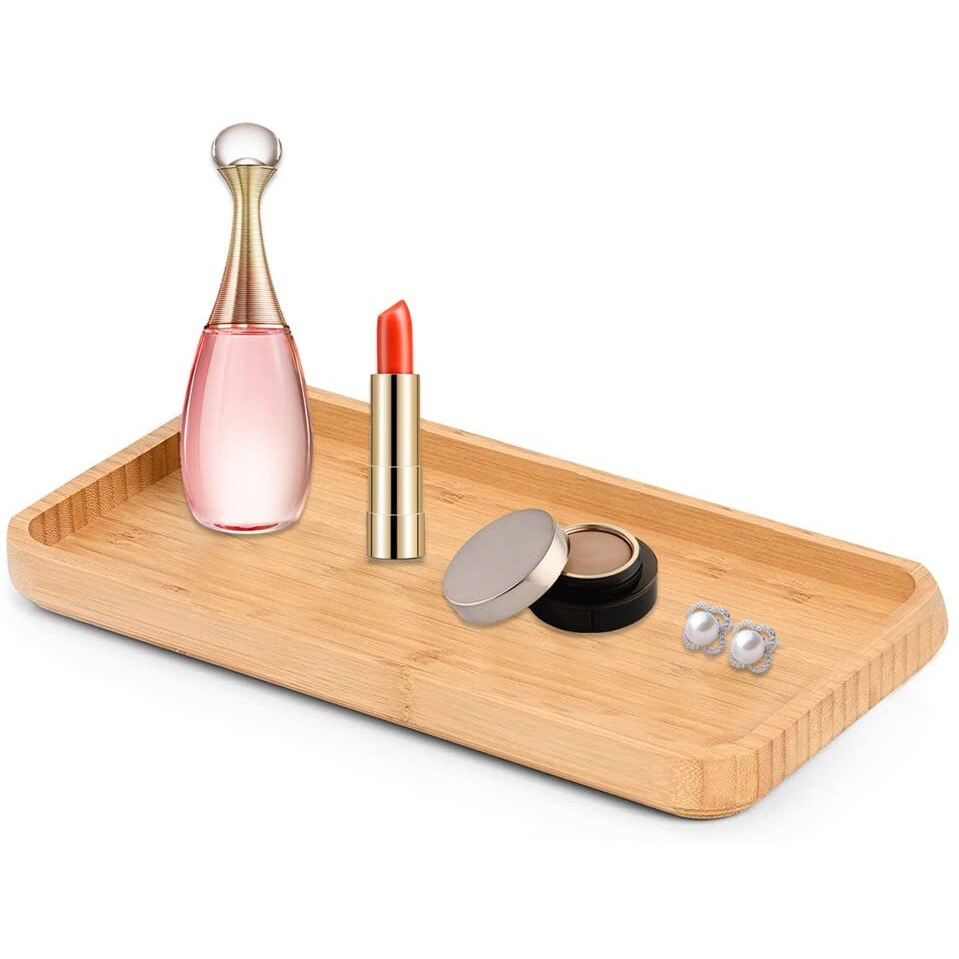 Bamboo Vanity Tray Bamboo Tray Rack Bathroom Counter Tray For Organizing Decor Display Toilet Tank Top Tray  Bamboo Vanity Tray Pallet Bamboo Vanity Tray Rack Bathroom Storage Tray 11.8 X 6 X 0.7In