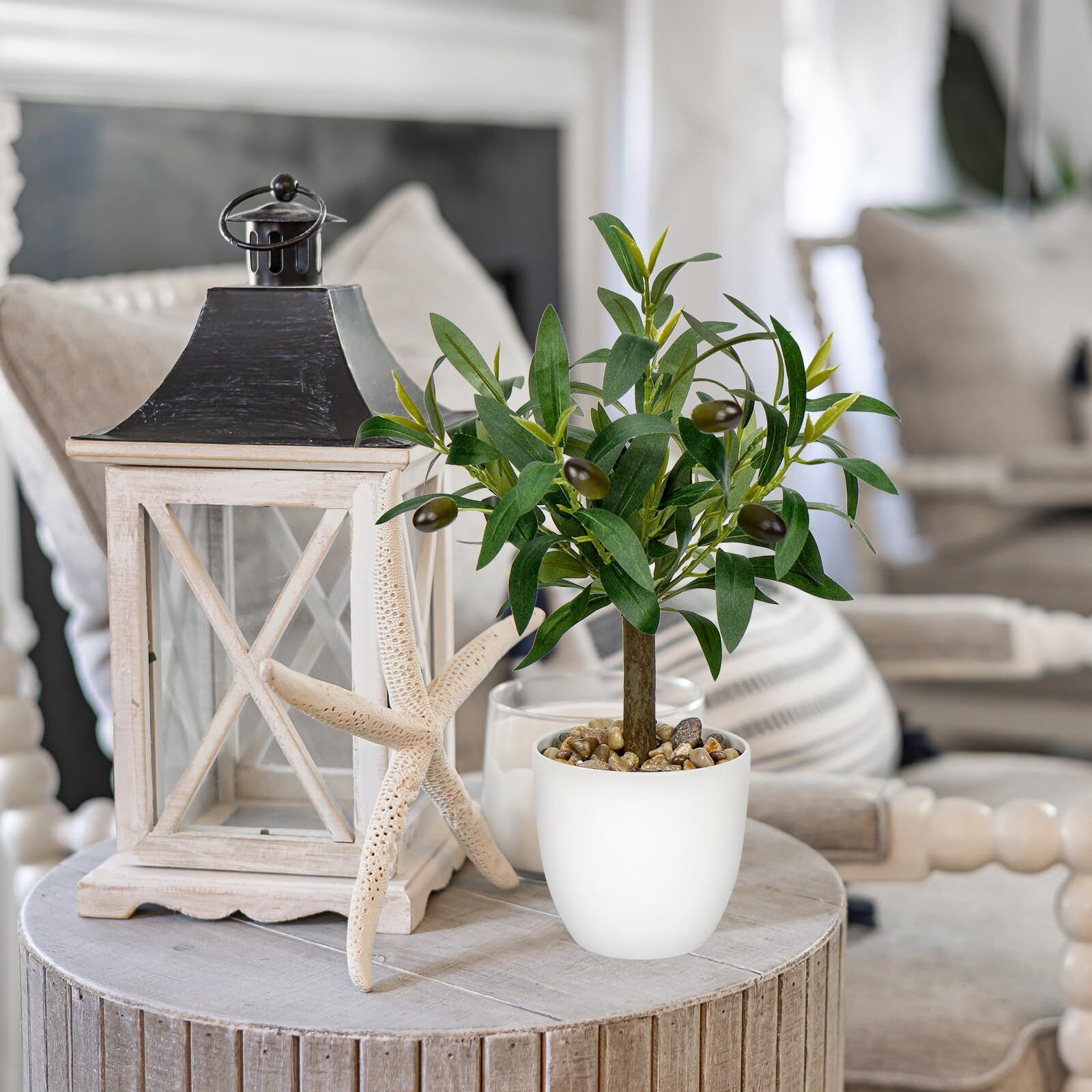 Artificial Olive Tree15'' Small Faux Olivetree Fake Olive Plants With White Pot For Home Bedroom Table Shelf Office Hotel Decor  Briful