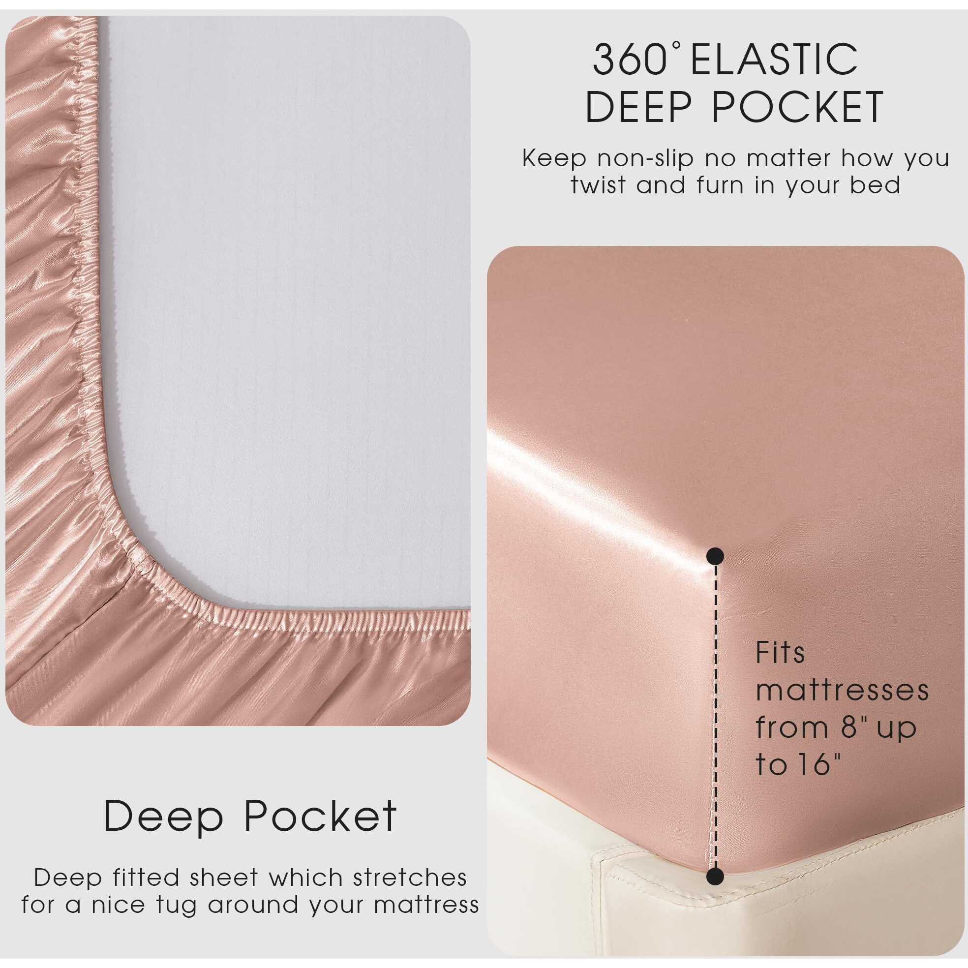 Freshculture Satin Sheets Full Size  Silky Soft Satin Bed Sheets  4 Psc Blush Satin Sheets With Deep Pocket  Similar To Silk Sheets  Luxury Silk Feel Satin Full Sheets Set  Blush