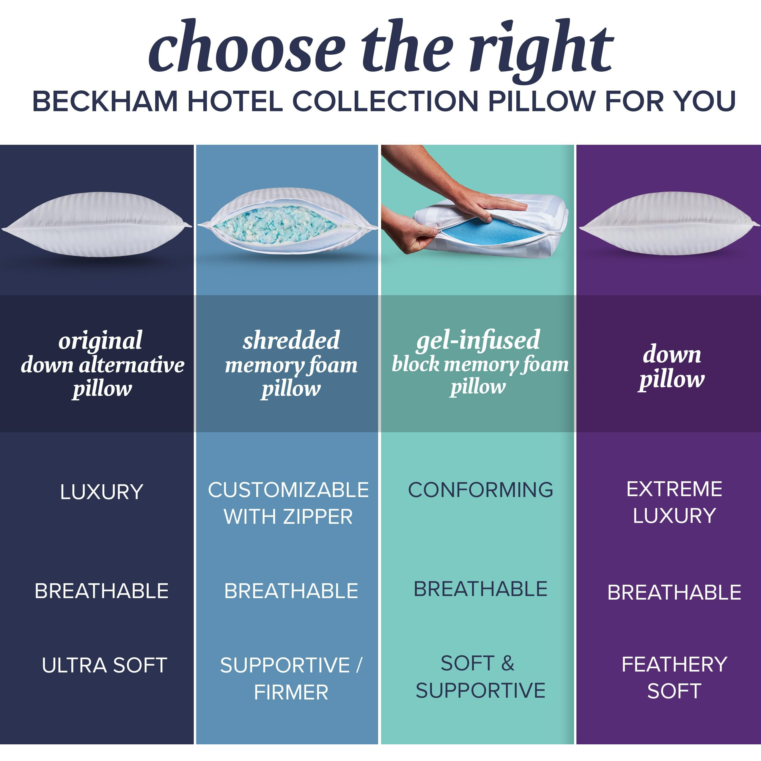 Beckham Hotel Collection Bed Pillows Queen/Standard Size Set Of 2 - Down Pillow For Sleeping - Back  Stomach Or Side Sleepers