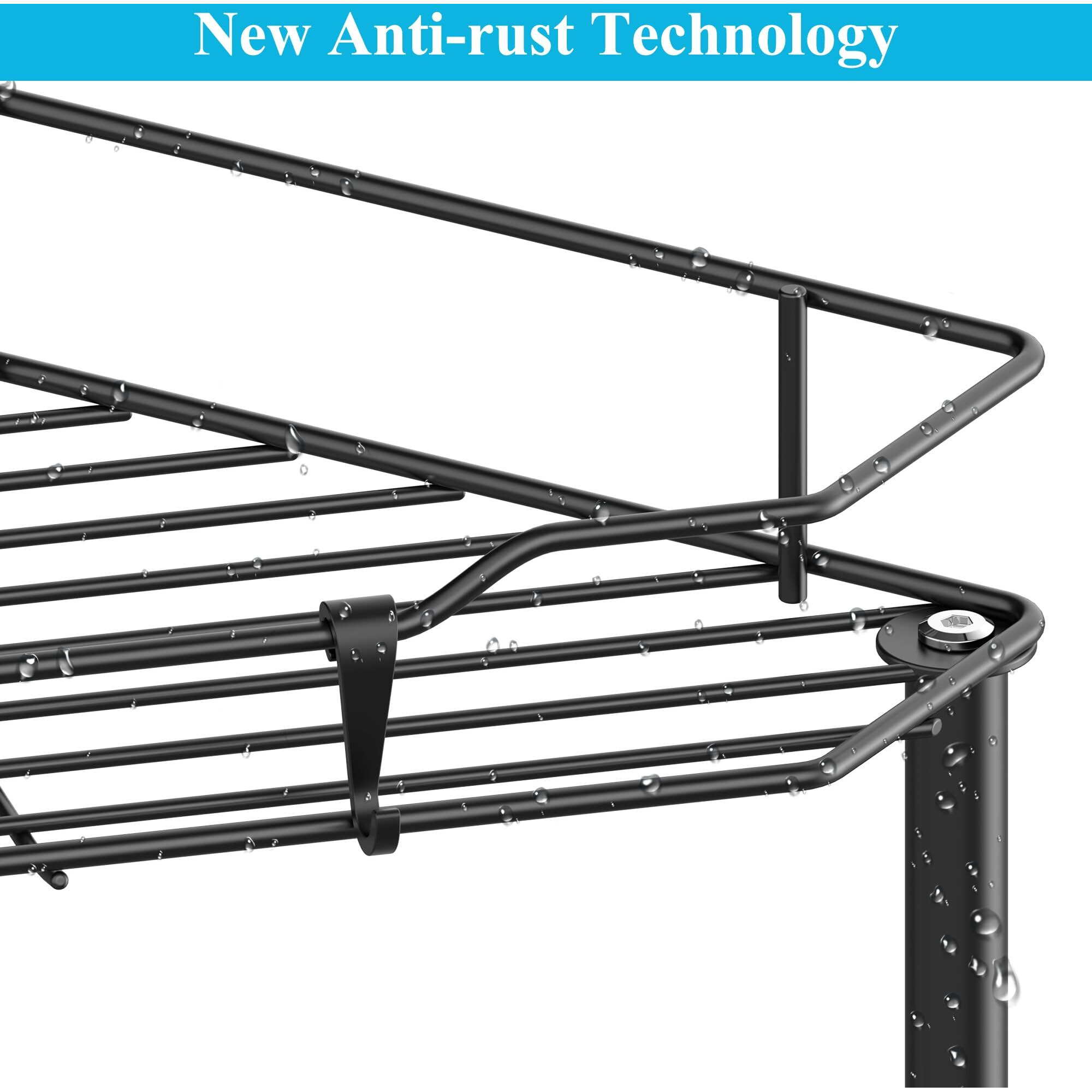 Huggiegems 5 Tier Floor Standing Corner Shower Caddy Organizer Shelf With Hooks  Bathroom Shelves Stand Rack  Black