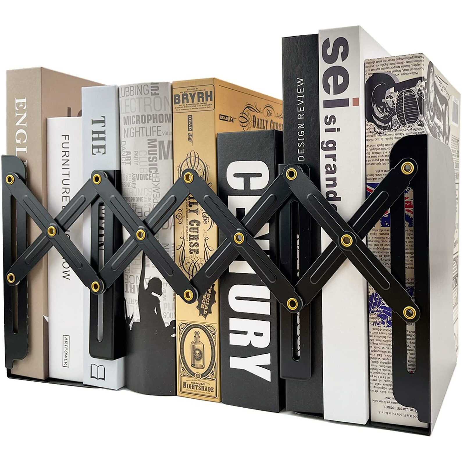 Kiroyal Adjustable Bookends Non Skid Decorative Bookends Metal Bookends For Heavy Books Bookshelf Organizer Holder For Books And Magazines For Desk