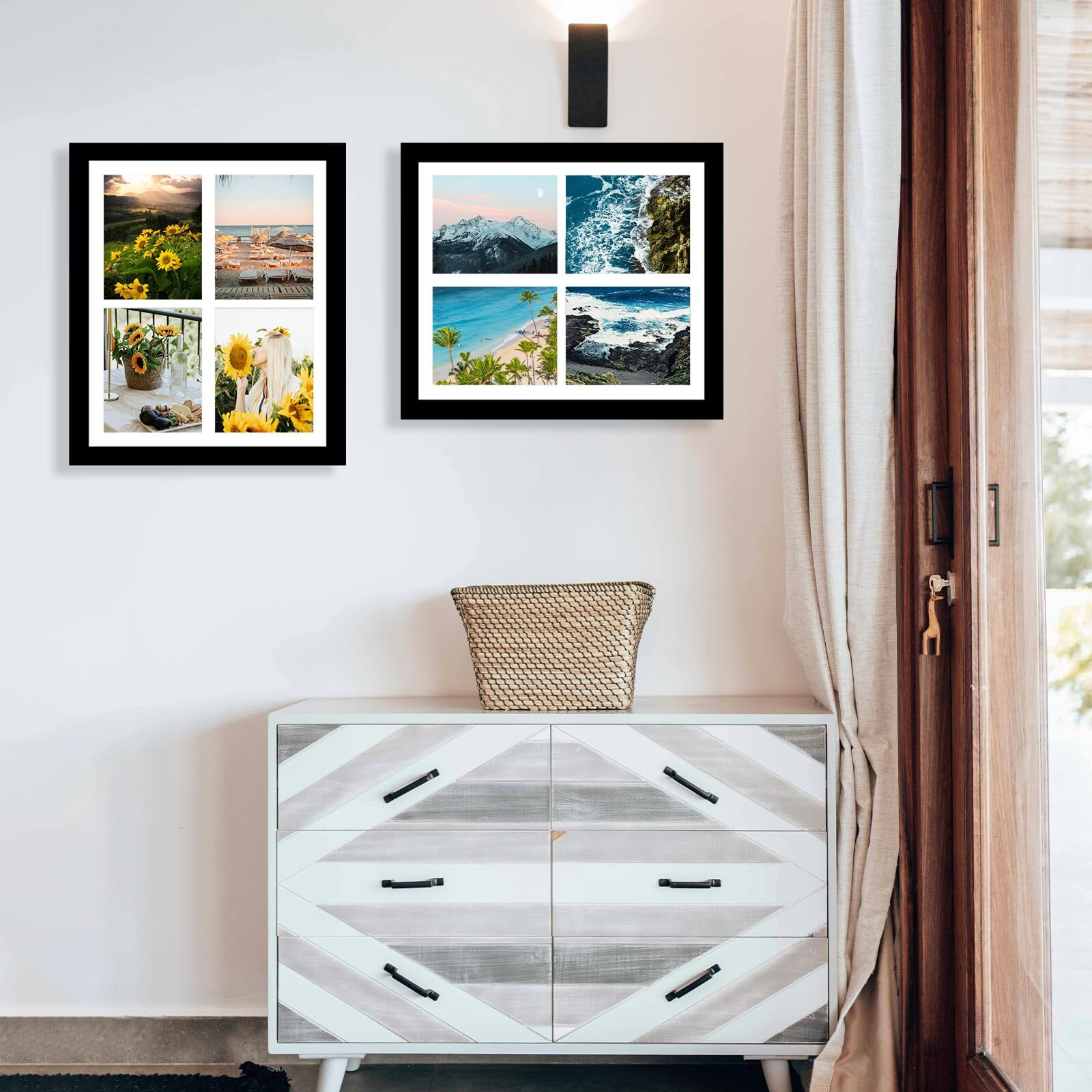 Jcjmy 12X16 Picture Frame  5X7 Collage Picture Frame  Display 4 Pcs 5X7 Photos Or 12X16 Picture  Four Opening 5X7 Collage Frame For Wall Hanging  Lightweight 5 X 7 Multi Picture Frame  Black