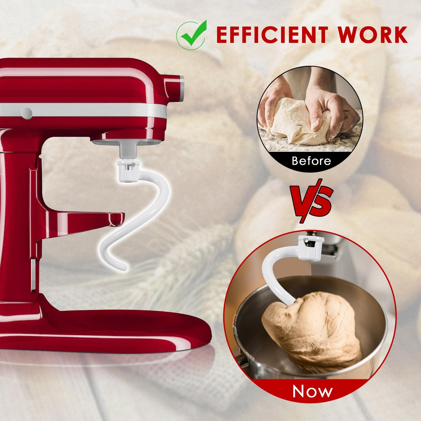 Spiral Dough Hook For Kitchenaid 5Plus & 6Qt Bowl-Lift Stand Mixers  Bread Hook Attachment For Kitchen Aid Accessories And Attachments