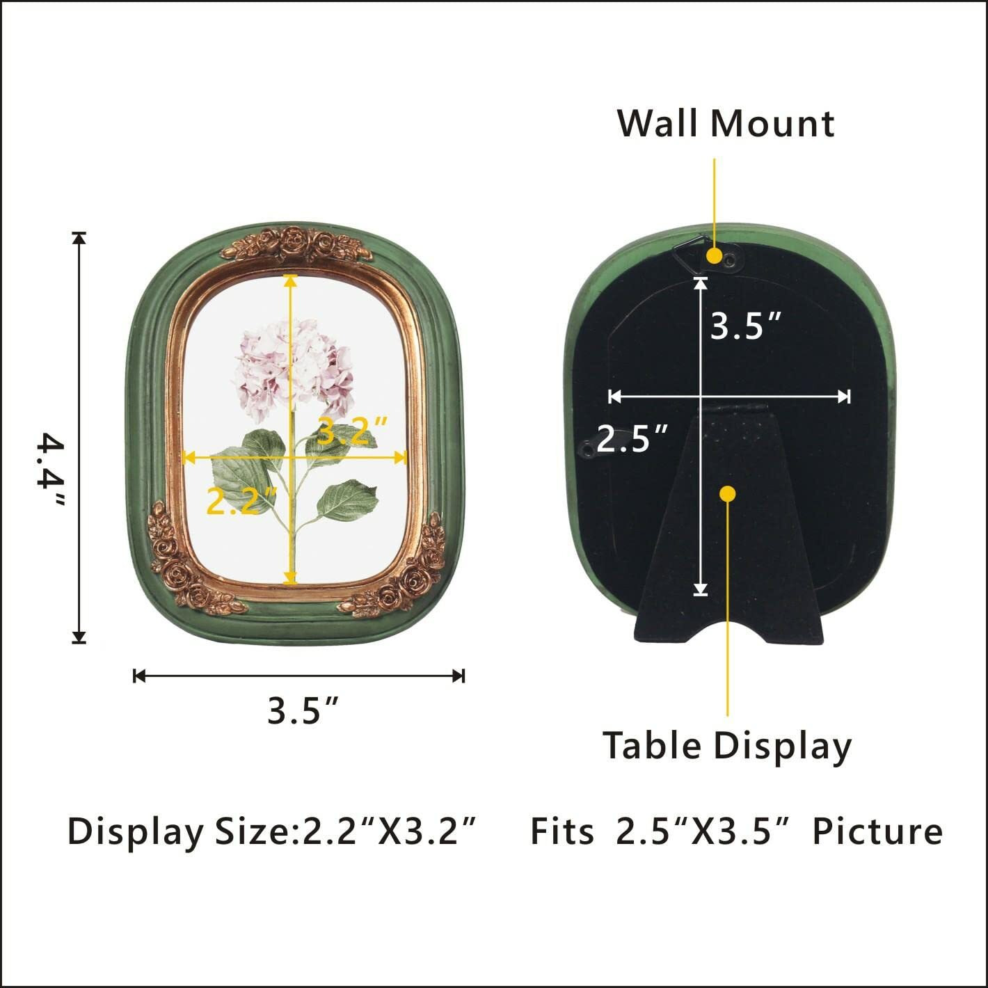 Fr Parafayer Vintage Mini Picture Frame 2.5X3.5 Inch Antique Ornate Photo Frame With Floral Relief Wall And Tabletop Display High Definition Glass Front Retro Home Decor Art Gallery (Green 2.5X3.5)
