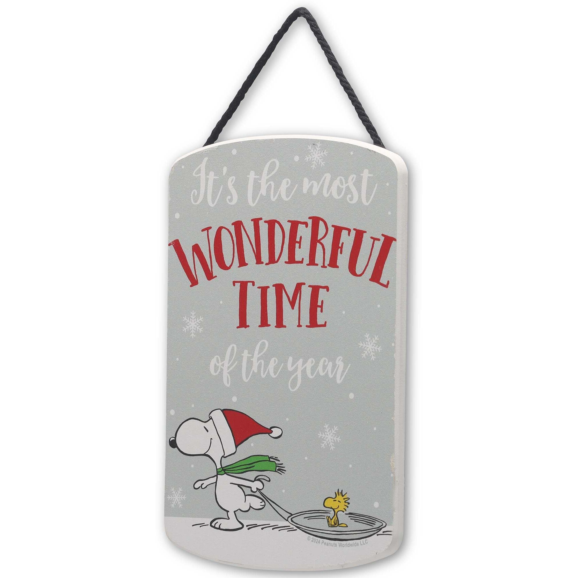 Peanuts Snoopy Most Wonderful Time Of The Year Hanging Wood Wall Decor - Fun Snoopy Christmas Decoration For Home