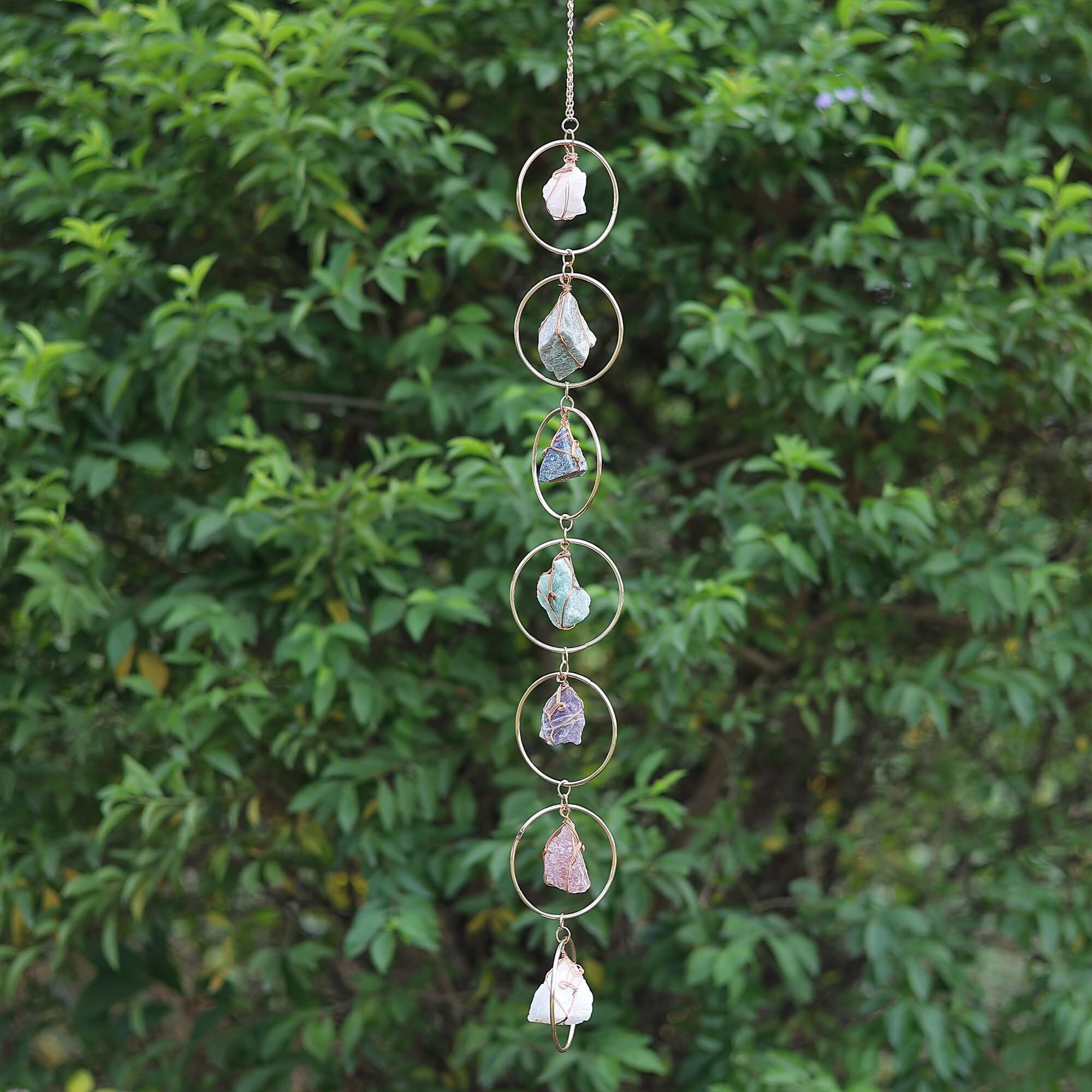 Natural Raw Crystal Wall Decor  Healing Chakra Gemstone Hanging Ornament  Raw Stone Hanging Decoration For Home Window Entryway Hallway Feng Shui Yoga Meditation Car Handmade Gift