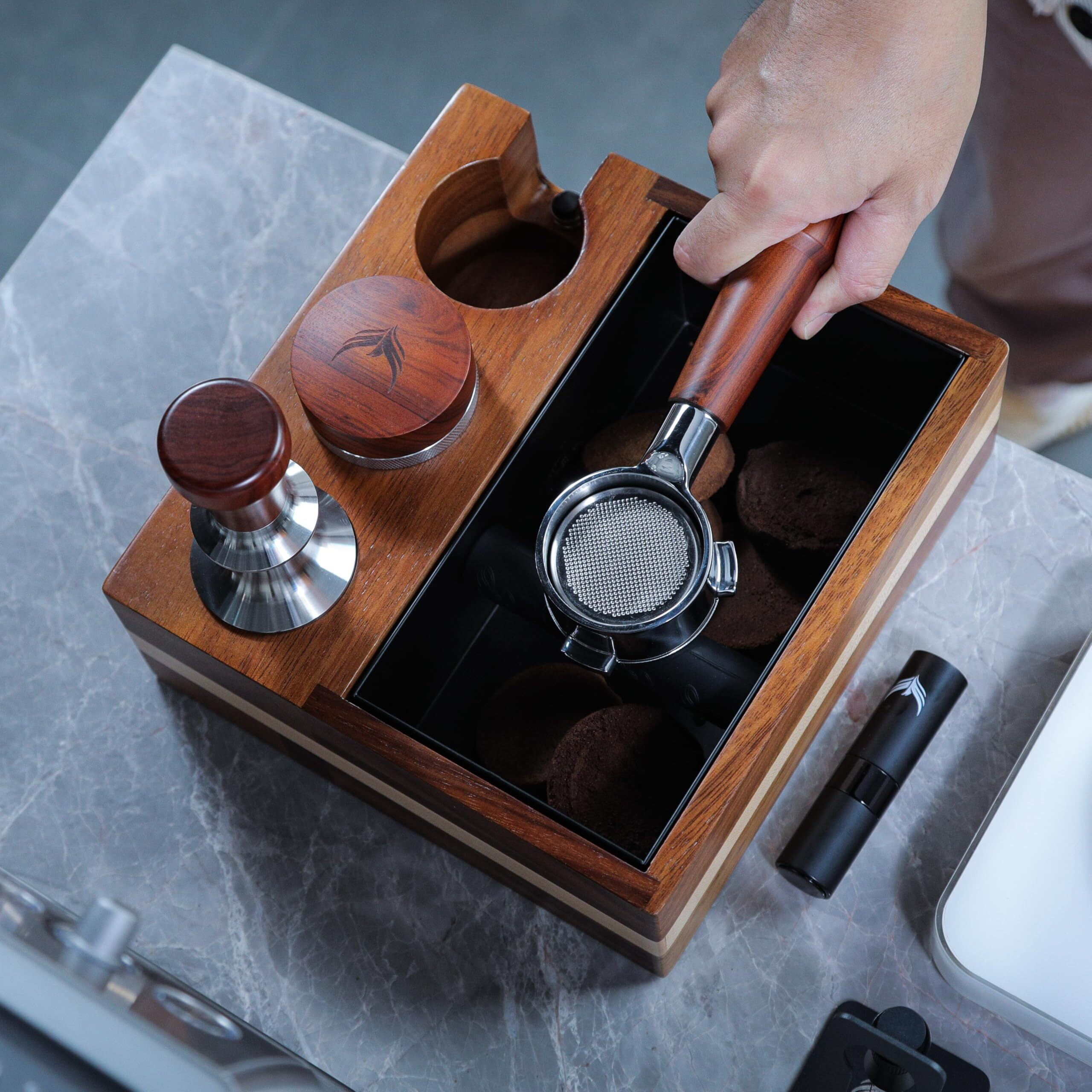 Knodos Espresso Knock Box And Tamping Station 58Mm Espresso Accessories Organizer Box