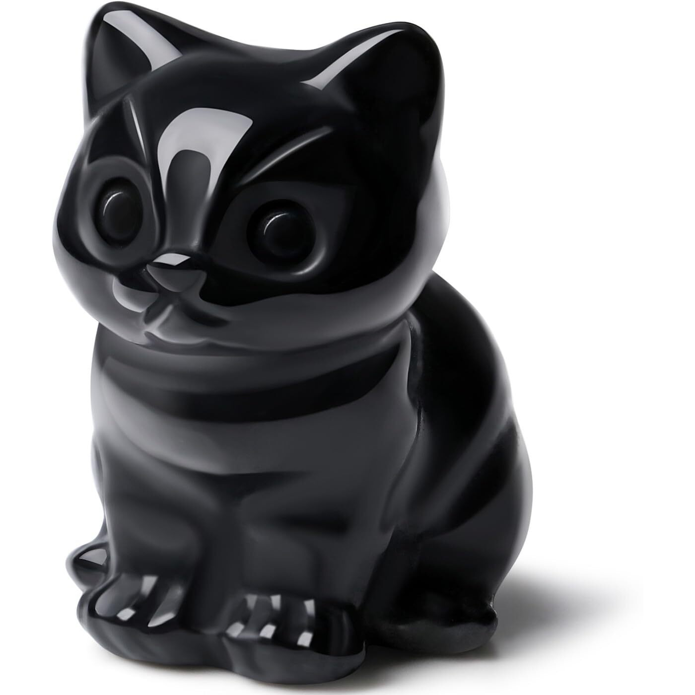 Duqguho Cat Decor Black Obsidian Cat Crystal Figurines Crystals Gifts For Cat Lovers Men Women Lucky Cute Cat Statue For Room Desk Decor 1Pc