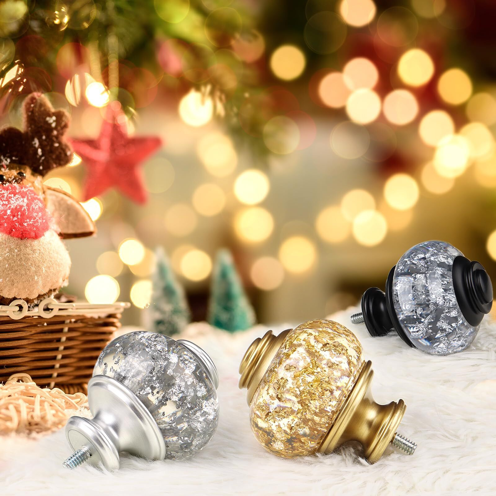 Bay Window Curtain Rods  Usfook Silver Curtain Rods For Bay Windows 32 To 86 Inch (Center Rod)  32 To 58 Inch Side Rods For Windows  Decorative Drapery Rods With Bling Finials