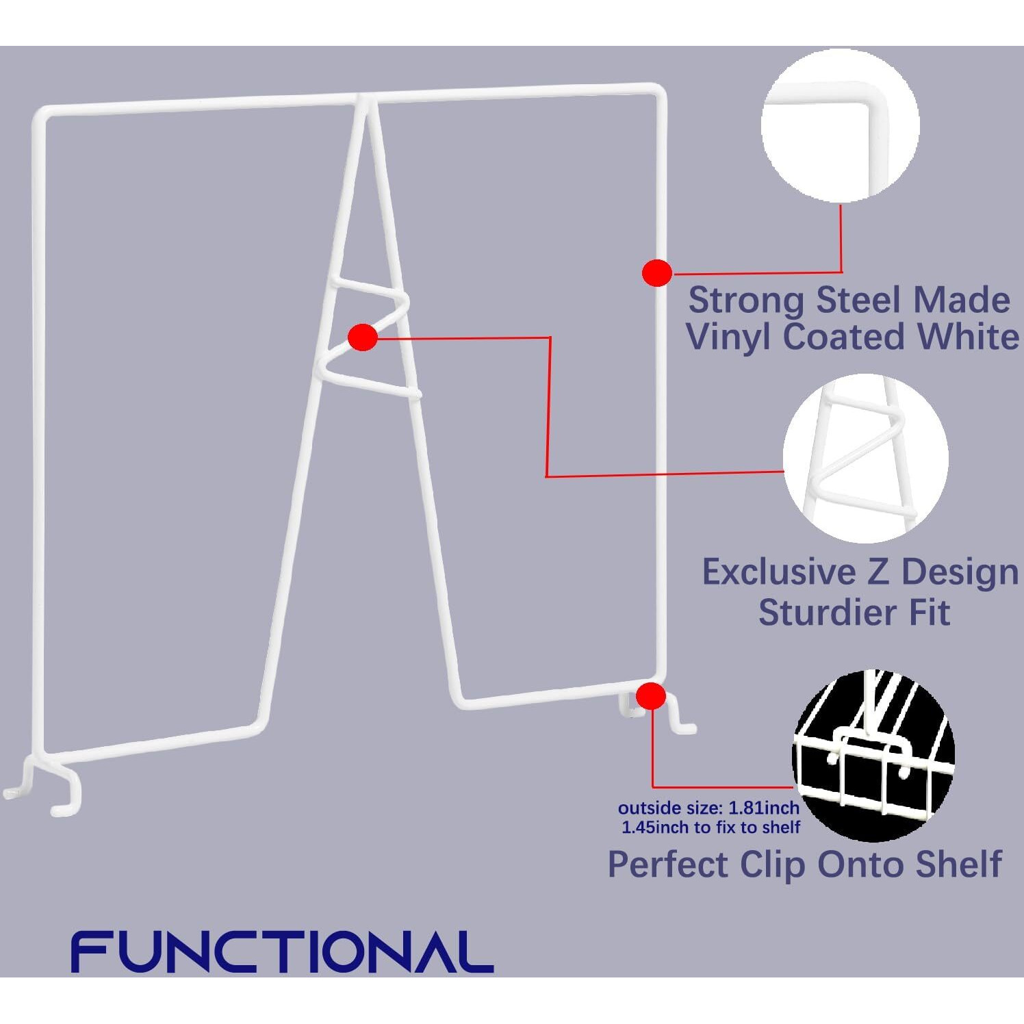 Ziroland 8-Pack White Wire Shelf Dividers - Closet Shelf Organizer - Easy To Install Shelf Divider For Pantry/Garage And More - No Tool - Pe Coating Steel - Suitable For 12Inch Deep Wire Shelves