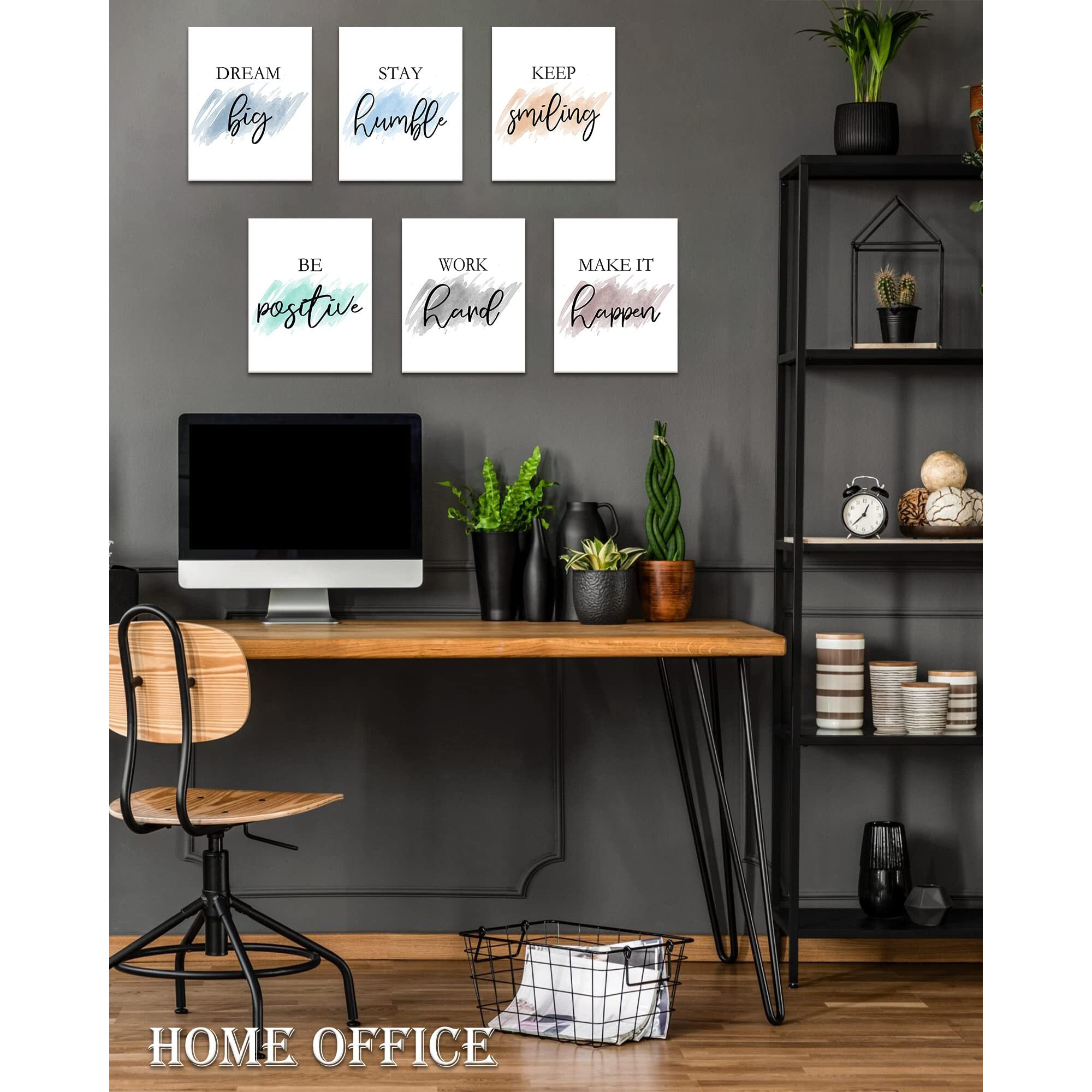 Motivational Wall Decor Inspirational Office Wall Art Quotes Wall Art For Living Room Encouraging Canvas Posters For Office Bedroom Sayings For Wall Decor - 8  X10  X6 Pcs ()