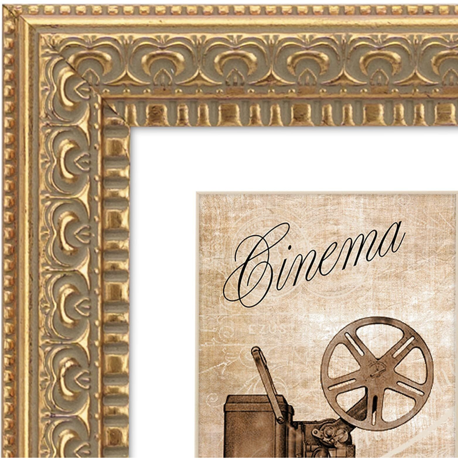 Wynco 12X16 Antique Gold Ornate Picture Frame  With Mat For 9X12 Inches Photos  Plexi Glass Protection  2 Pack