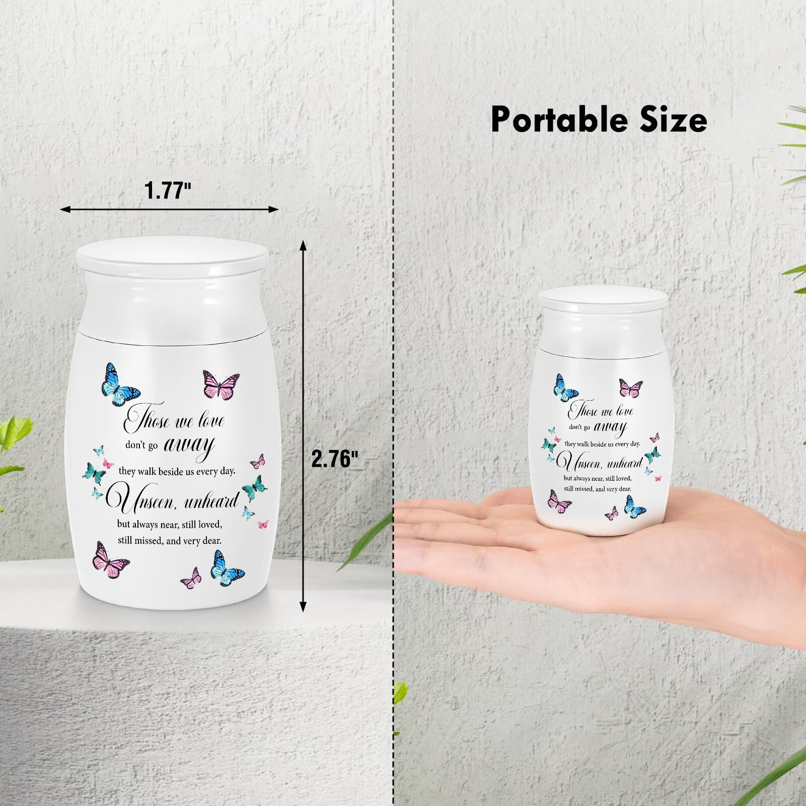 Small Urns For Human Ashes 3 Inches Mini Urn Aluminium Memorial Small Keepsake Urn Butterfly Mini Cremation Funeral Urn Ashes Holder