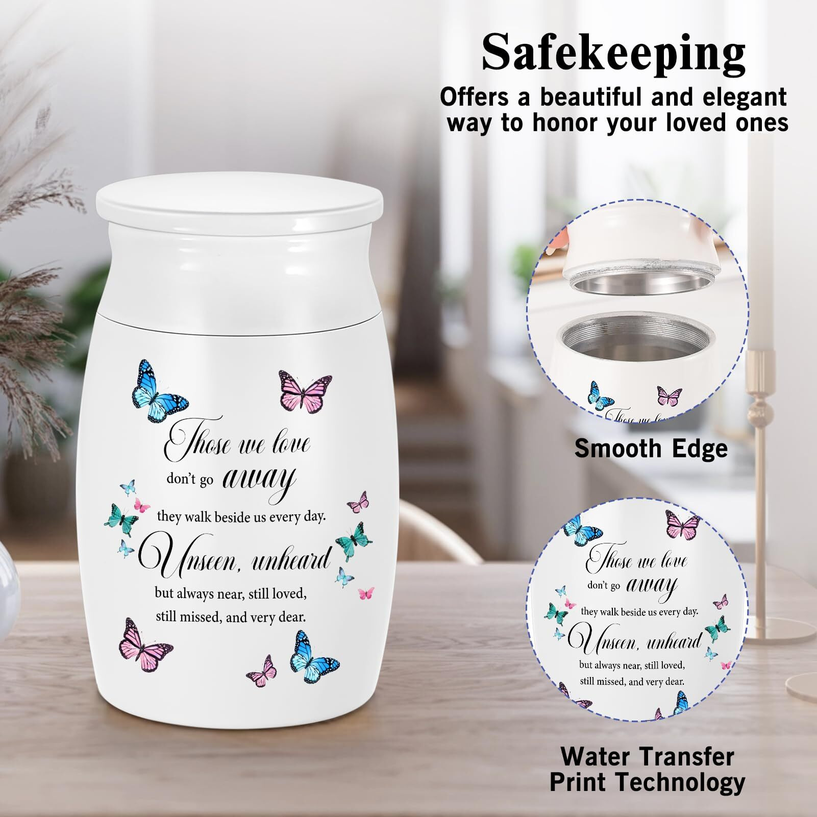 Small Urns For Human Ashes 3 Inches Mini Urn Aluminium Memorial Small Keepsake Urn Butterfly Mini Cremation Funeral Urn Ashes Holder