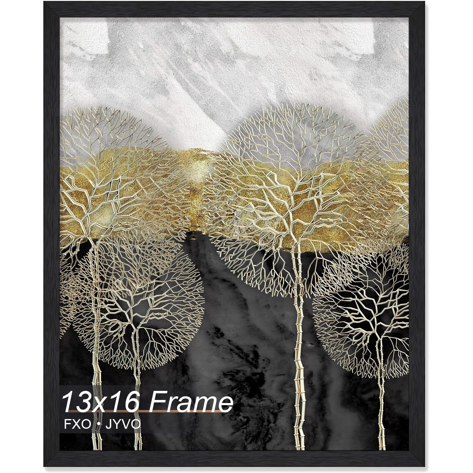 Fxojyvo Engineered Wood 13X16 Picture Frame  Black Frame For 13 X 16 Inch Picture Poster Photo  Light Weight 13 By 16 Frame With Wood-Grain For Wall - 1 Pack/Black/13 X16