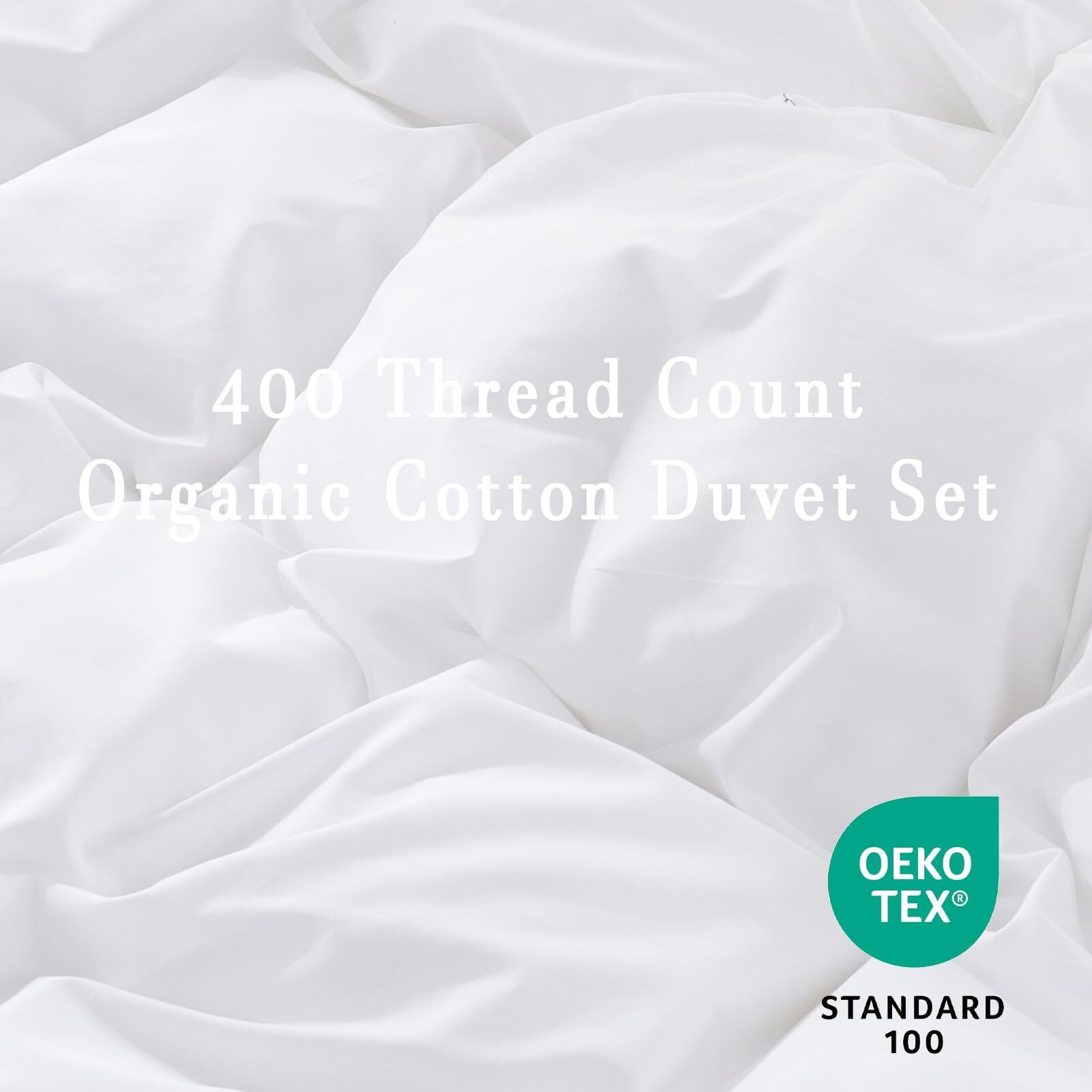 Overket 100% Organic Cotton Duvet Cover King Luxury 400 Thread Count Cotton Duvet Cover Sateen Comforter Cover Luxury Soft And Breathable Cooling Bedding Set 3 Piece(WhiteKing