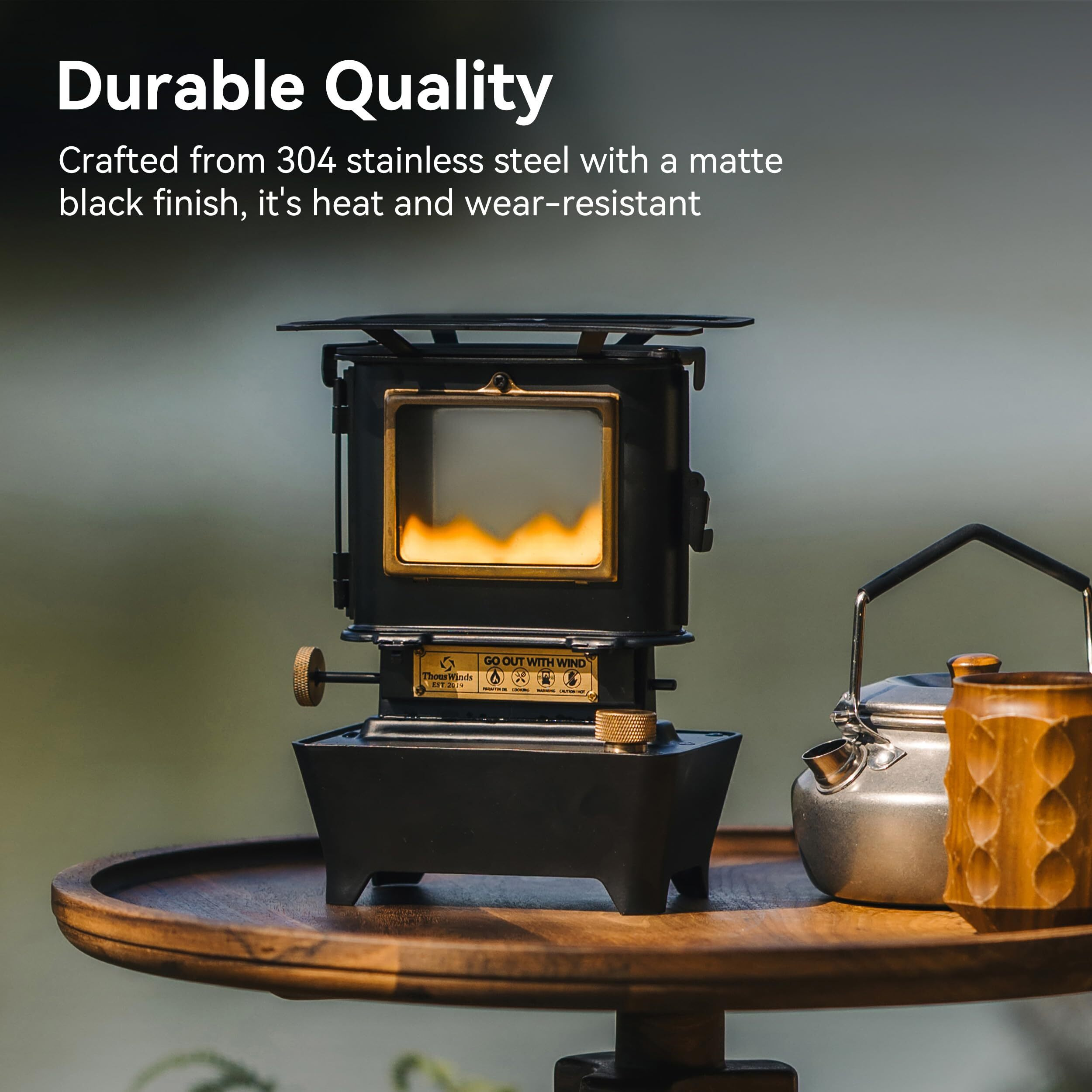 Thous Winds Camping Oil Lantern  Fuel Lamp For Outdoor Lighting Portable Stove For Cooking Warming  Black