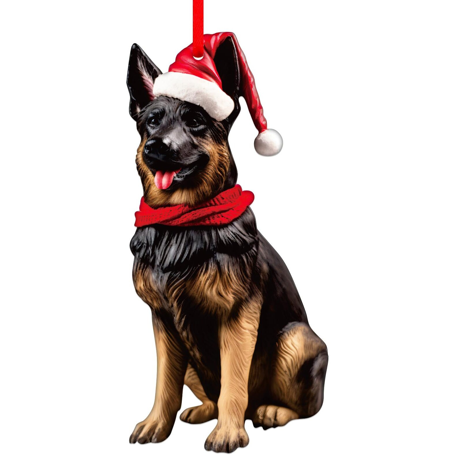 Sicohome German Shepherd Christmas Ornament - German Shepherd Ornament For Christmas Tree Decorations Acrylic Gsp Black German Shepherd Gifts For Women Men German Shepherd Dog Lovers