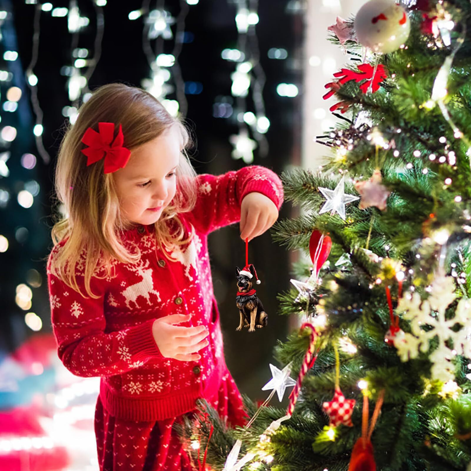 Sicohome German Shepherd Christmas Ornament - German Shepherd Ornament For Christmas Tree Decorations Acrylic Gsp Black German Shepherd Gifts For Women Men German Shepherd Dog Lovers