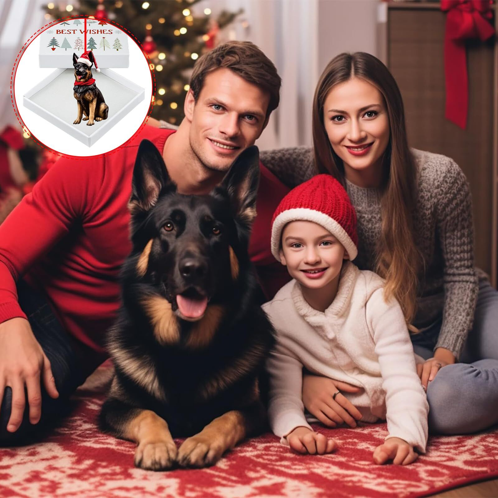 Sicohome German Shepherd Christmas Ornament - German Shepherd Ornament For Christmas Tree Decorations Acrylic Gsp Black German Shepherd Gifts For Women Men German Shepherd Dog Lovers