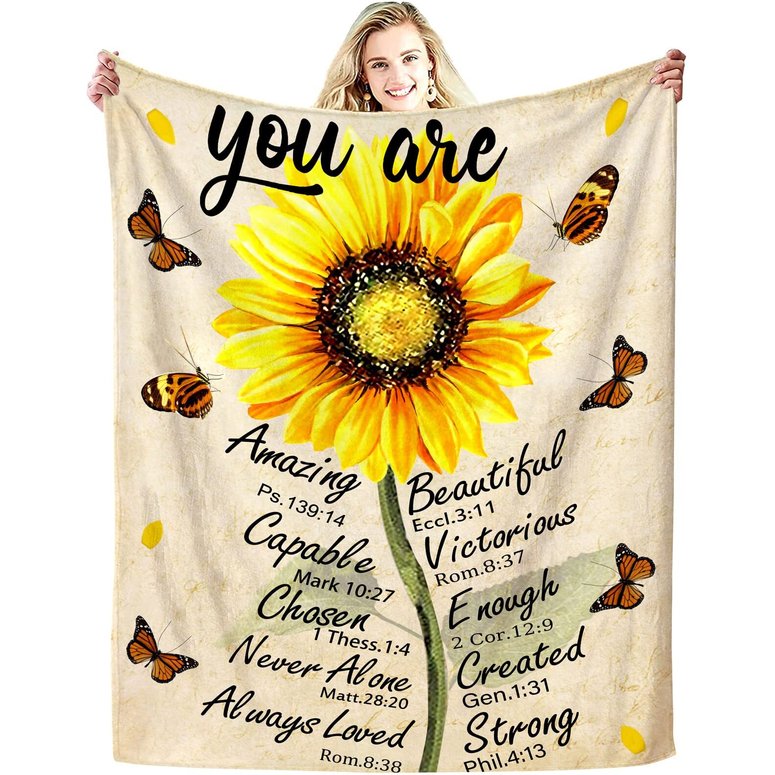 Christian Gifts For Women Inspirational Bible Verse Blanket Religious Scripture Prayer Faith Throw Blanket Soft Flannel Healing Blanket 50"&quotX40""