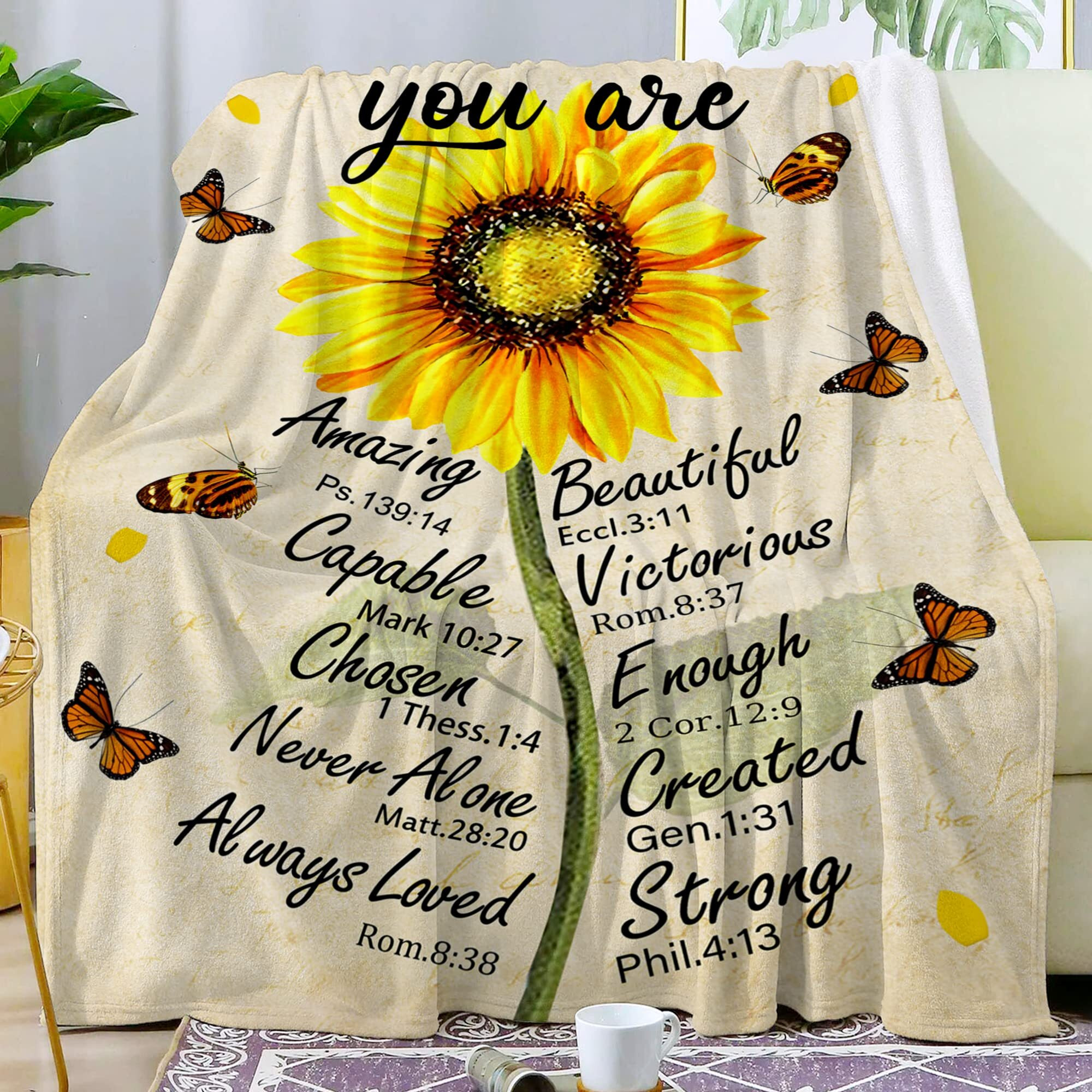 Christian Gifts For Women Inspirational Bible Verse Blanket Religious Scripture Prayer Faith Throw Blanket Soft Flannel Healing Blanket 50"&quotX40""