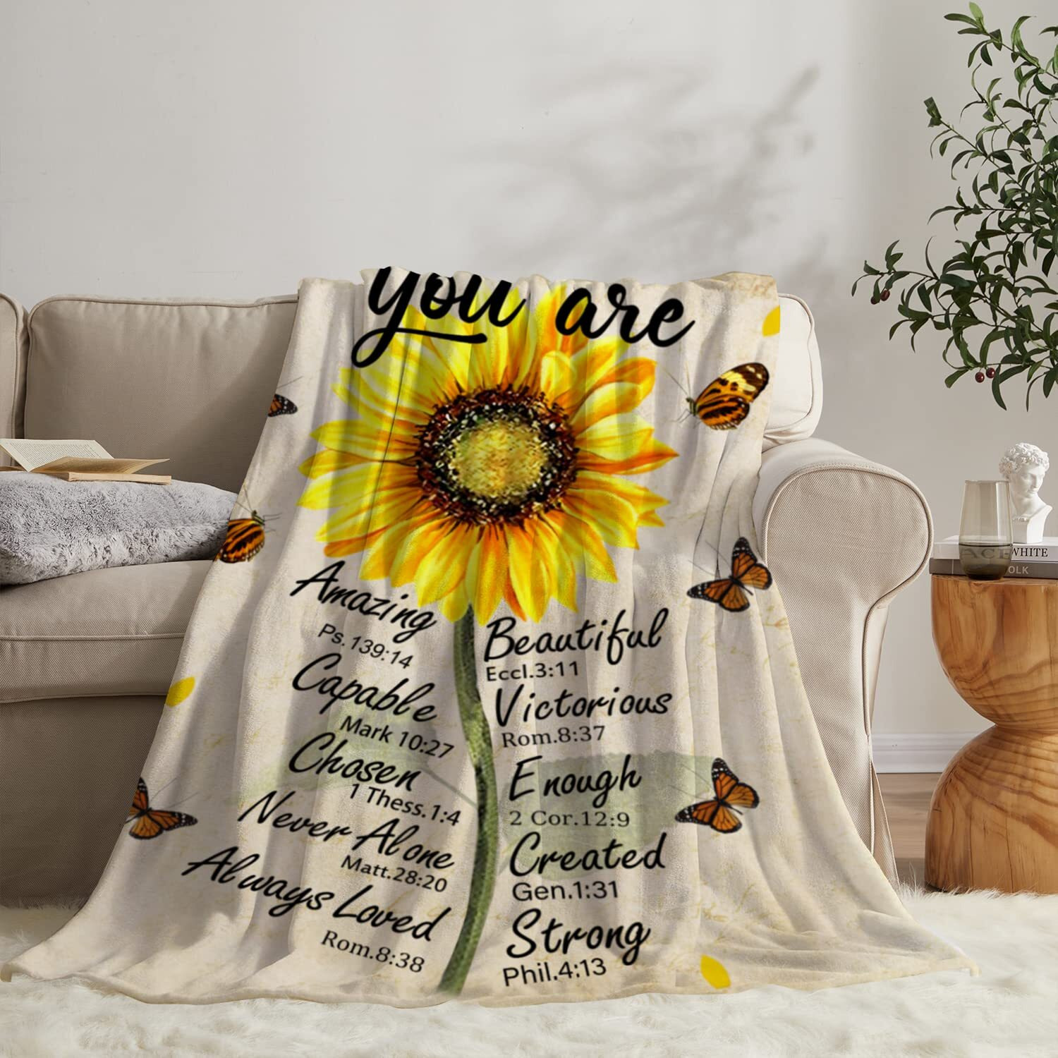 Christian Gifts For Women Inspirational Bible Verse Blanket Religious Scripture Prayer Faith Throw Blanket Soft Flannel Healing Blanket 50"&quotX40""