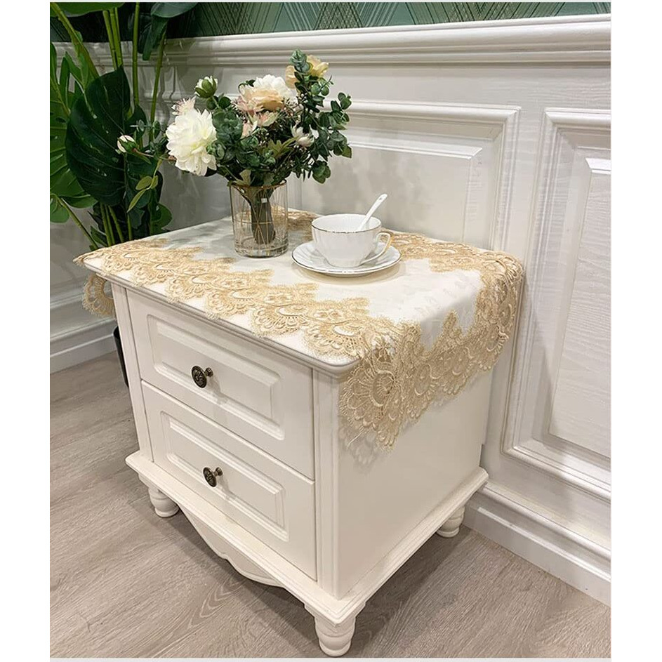 Comfeeling Bedside Tablecloth Lace Doilies For Side Table Cloth Runner Tabletop Dust Cover Bedroom Nightstand Decor