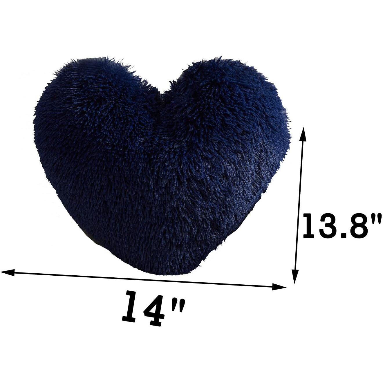 Morromorn Fluffy Heart Throw Pillows  Shaggy Decorative Pillow For Sofa Couch Bed  Cute Room Decor Gifts For Women Girls Kids - Decorations For Valentines Day Mothers Day Christmas (Navy)