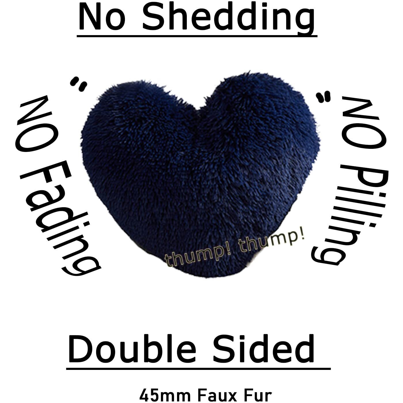 Morromorn Fluffy Heart Throw Pillows  Shaggy Decorative Pillow For Sofa Couch Bed  Cute Room Decor Gifts For Women Girls Kids - Decorations For Valentines Day Mothers Day Christmas (Navy)