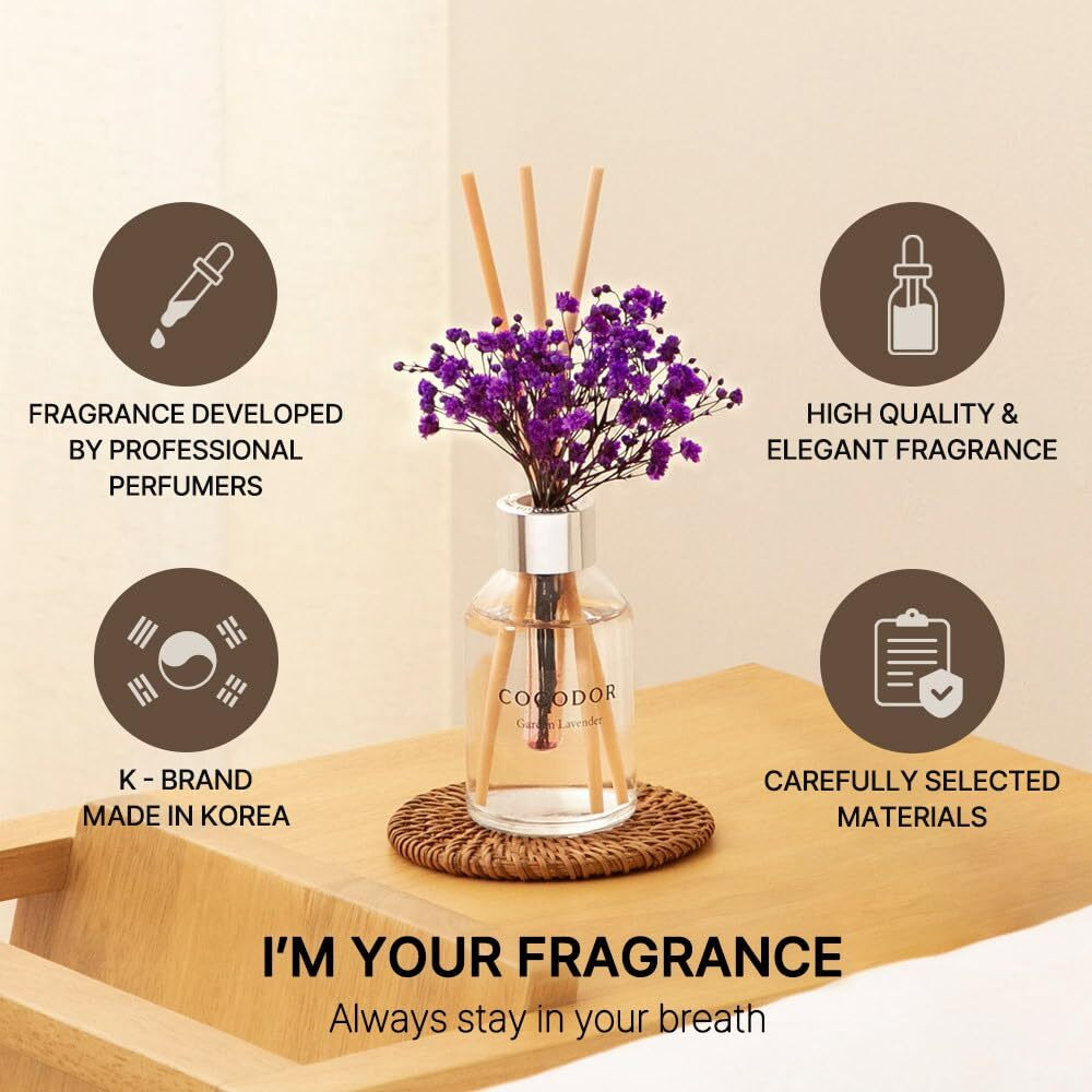 Cocodor Flower Reed Diffuser Set / 3.4Oz / Lemon Eucalyptus/Scent Diffuser With Sticks Home Fragrance Reed Diffuser For Bathroom Shelf Decor