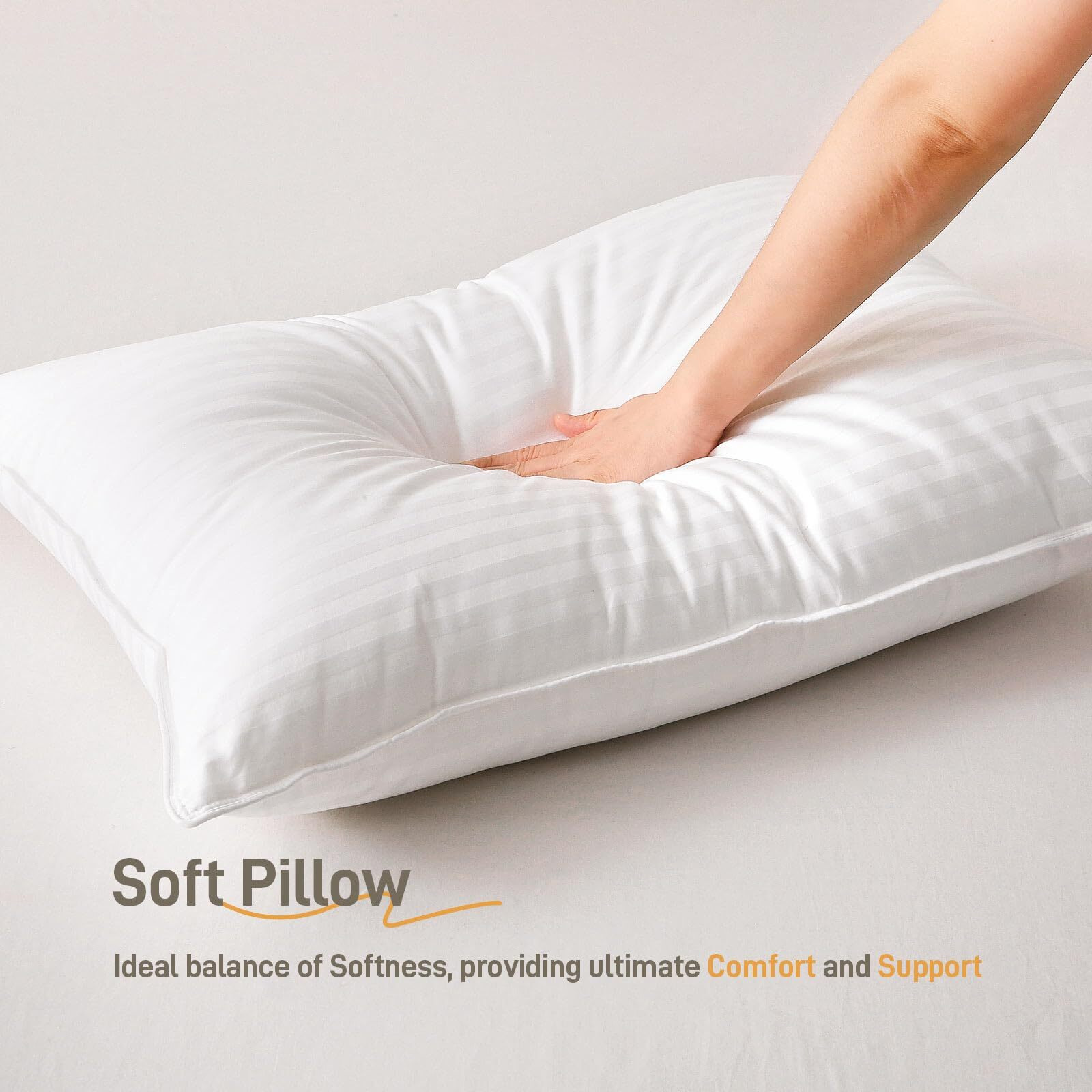 Hypoallergenic 100% Cotton Soft Down Alternative Pillows  King Size Set Of 2  Luxury Hotel Quality  Ideal For Side  Back And Stomach Sleepers  Oeko-Tex Certified