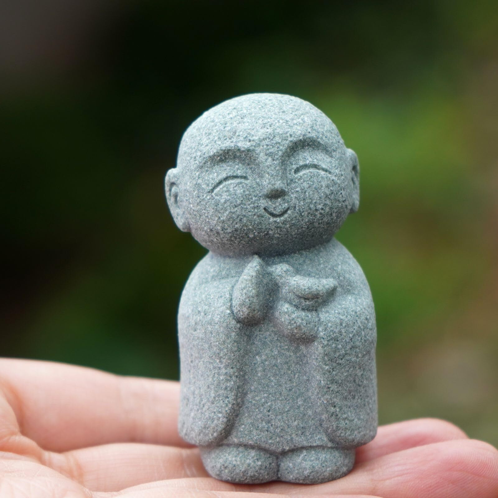 Owmell Japanese Jizo Monk Statue Praying  Buddha Jizo Statue Figurine Memorial Statue Aquarium Decoration For Garden Outdoor Ornament 2.6"" - Holding Bird
