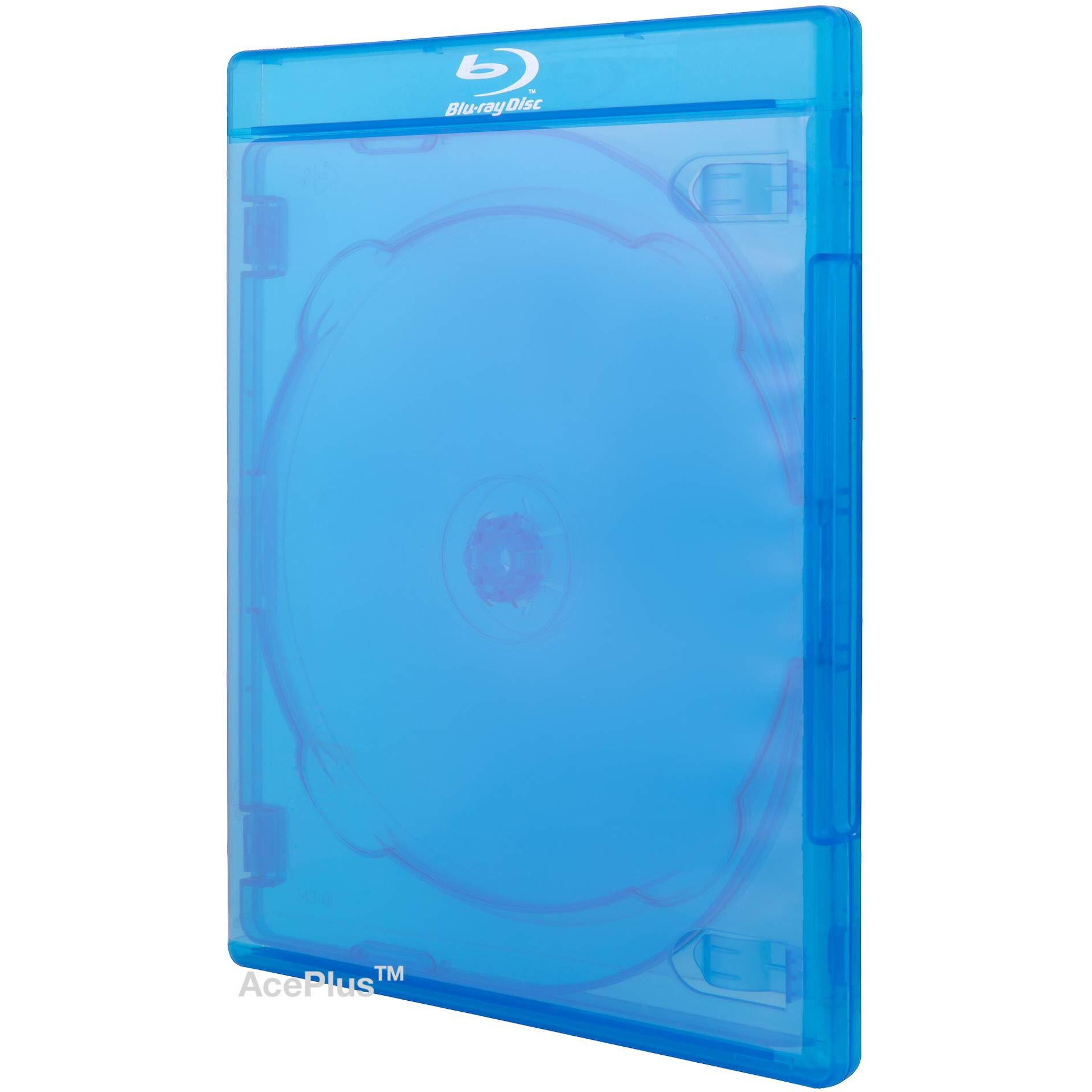 Aceplus Premium Blu-Ray Triple 3-Disc Replacement Cases 12Mm Thickness With Screen Printed Logo And Wrap Around Clear Plastic Sleeve (1-Pack)