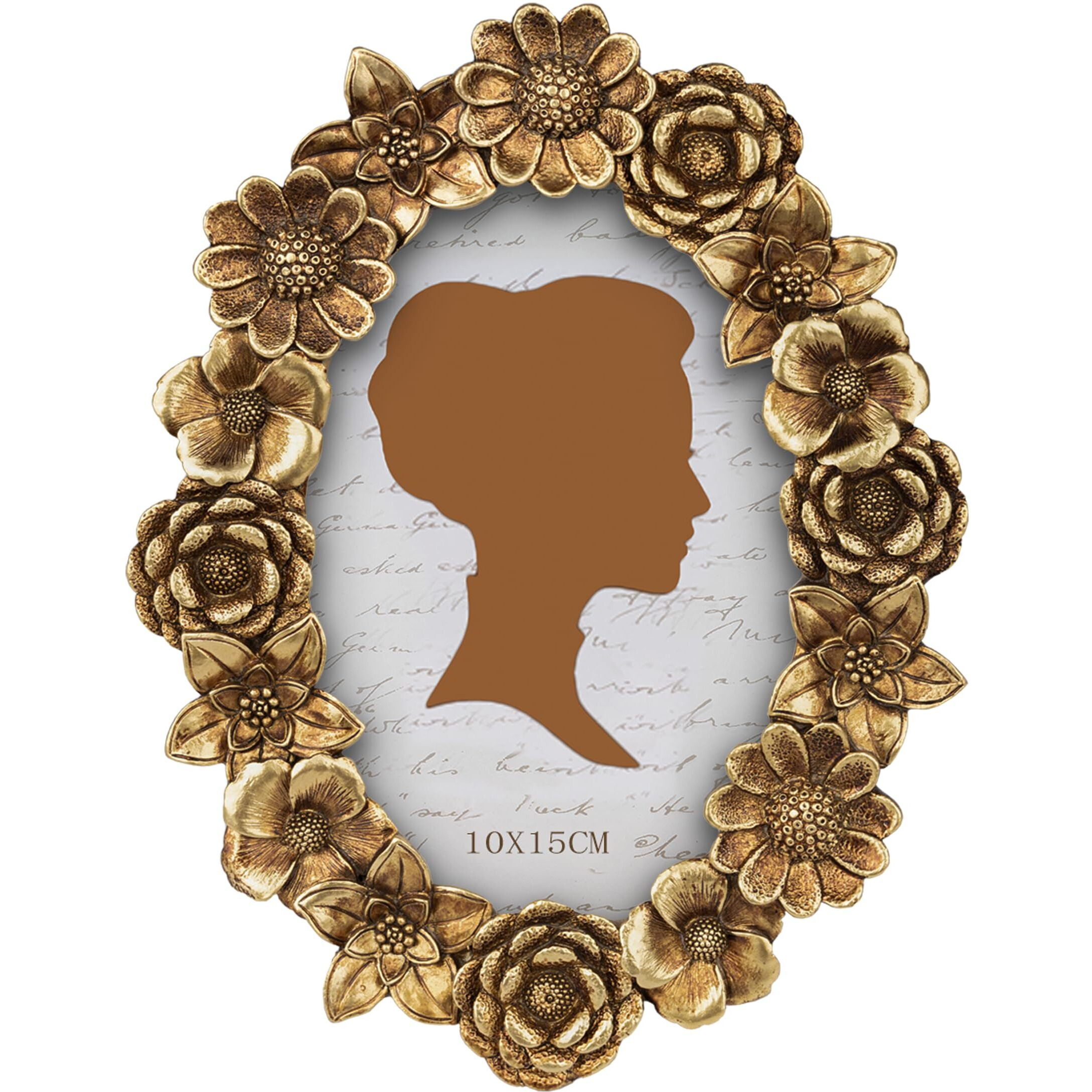 Aels 4X6 Inch Vintage Picture Frame  Elegant Antique Oval Photo Frames With Glass Front  Photo Display  Tabletop Wall Hanging  Gift Ideas  Gold Flower