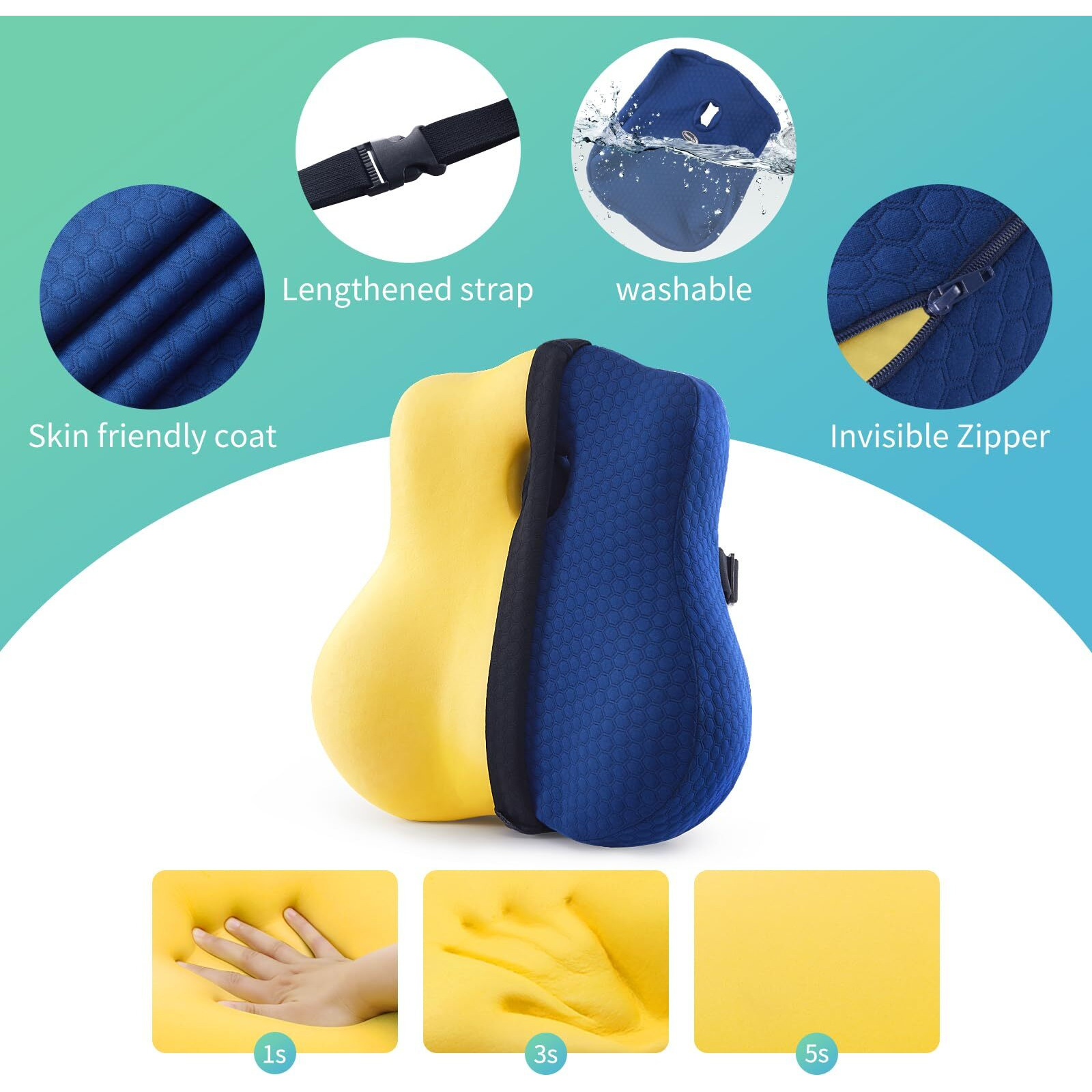 Seeknow Lumbar Support Pillow For Chair Back Support Pillow For Couch Lumbar Pillow For Car Office Chair Back Cushion For Lower Back Pain Memory Foam Back Rest For Desk Chair  Recliner  Car Seats