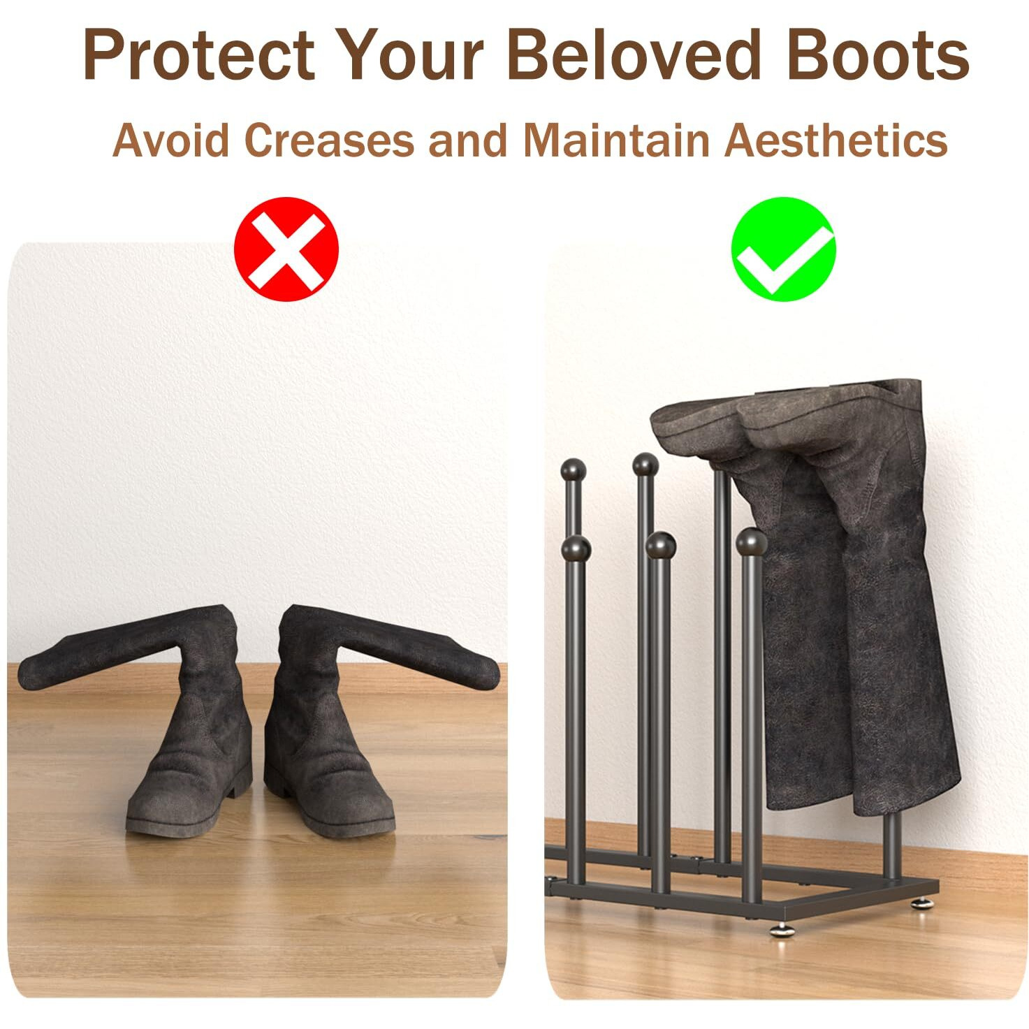 Sinkhanun Boot Rack Shoe Organizer - Stainless Steel Boot Organizer For Tall Boots  Rain Boot For Entryway  Closet Floor