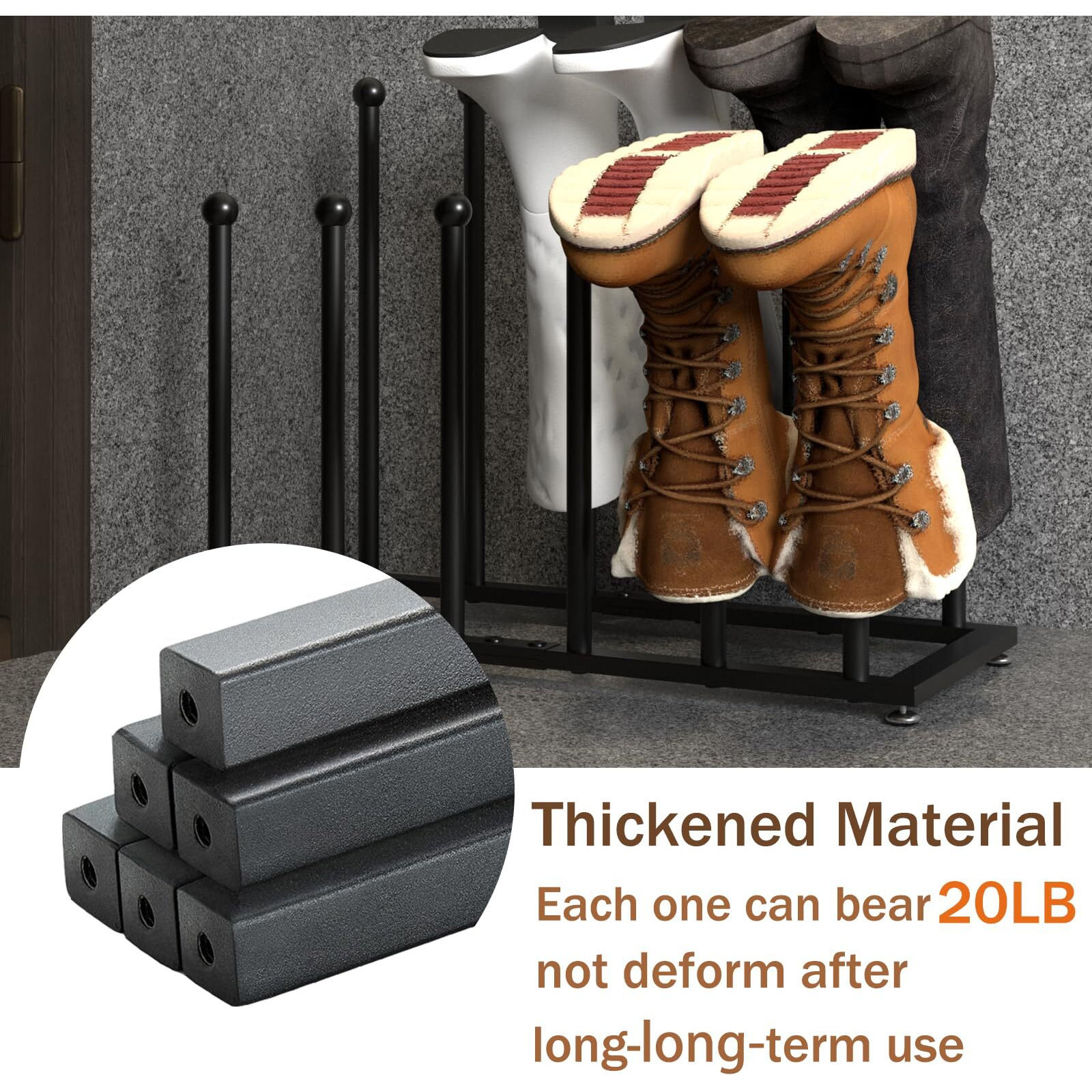 Sinkhanun Boot Rack Shoe Organizer - Stainless Steel Boot Organizer For Tall Boots  Rain Boot For Entryway  Closet Floor