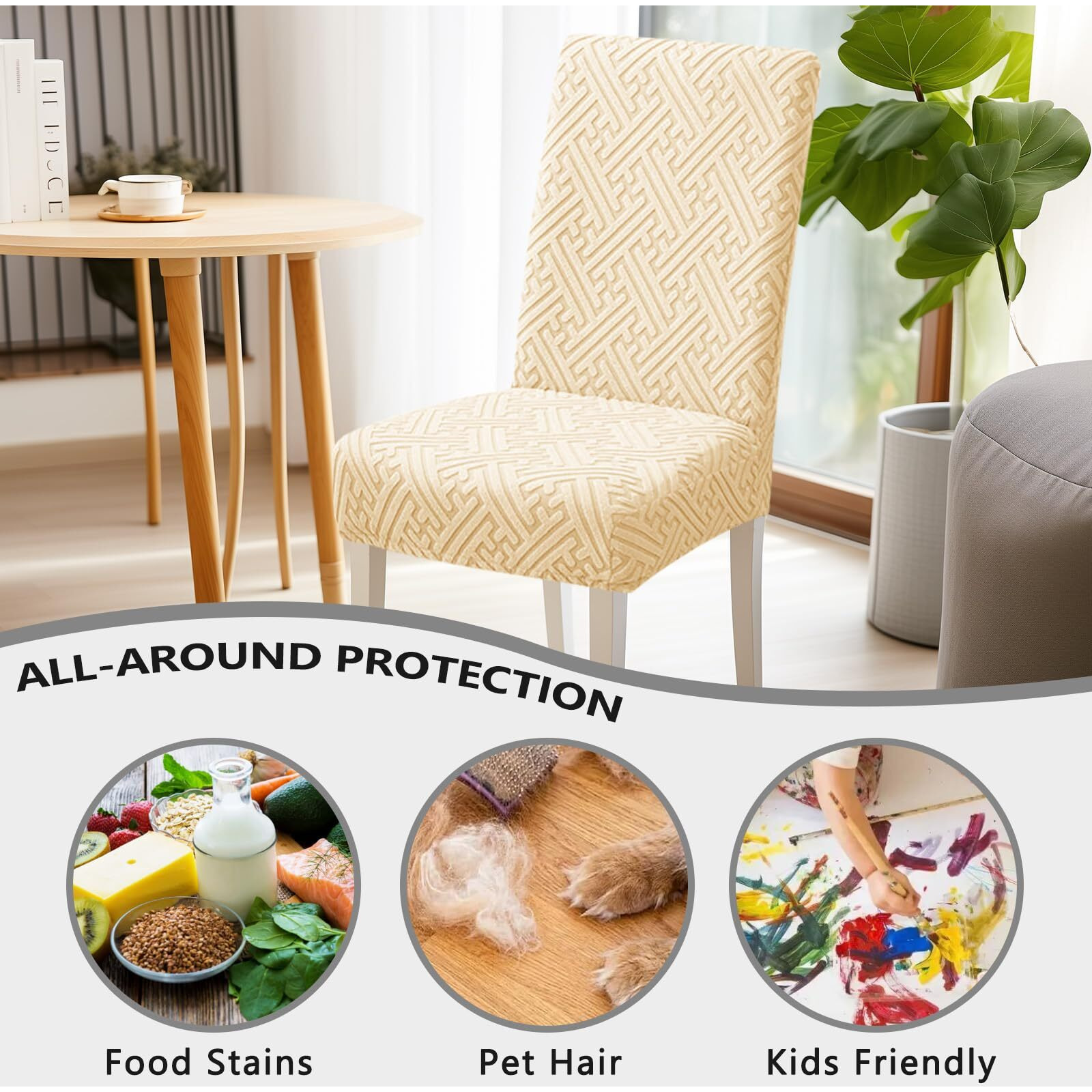 Promindflyplka Chair Covers  Dining Room Chair Covers  Keep Chairs Dustproof  Washable  Regular Size  Chair Covers 4 Pack For Kitchen  Hotel  Meeting
