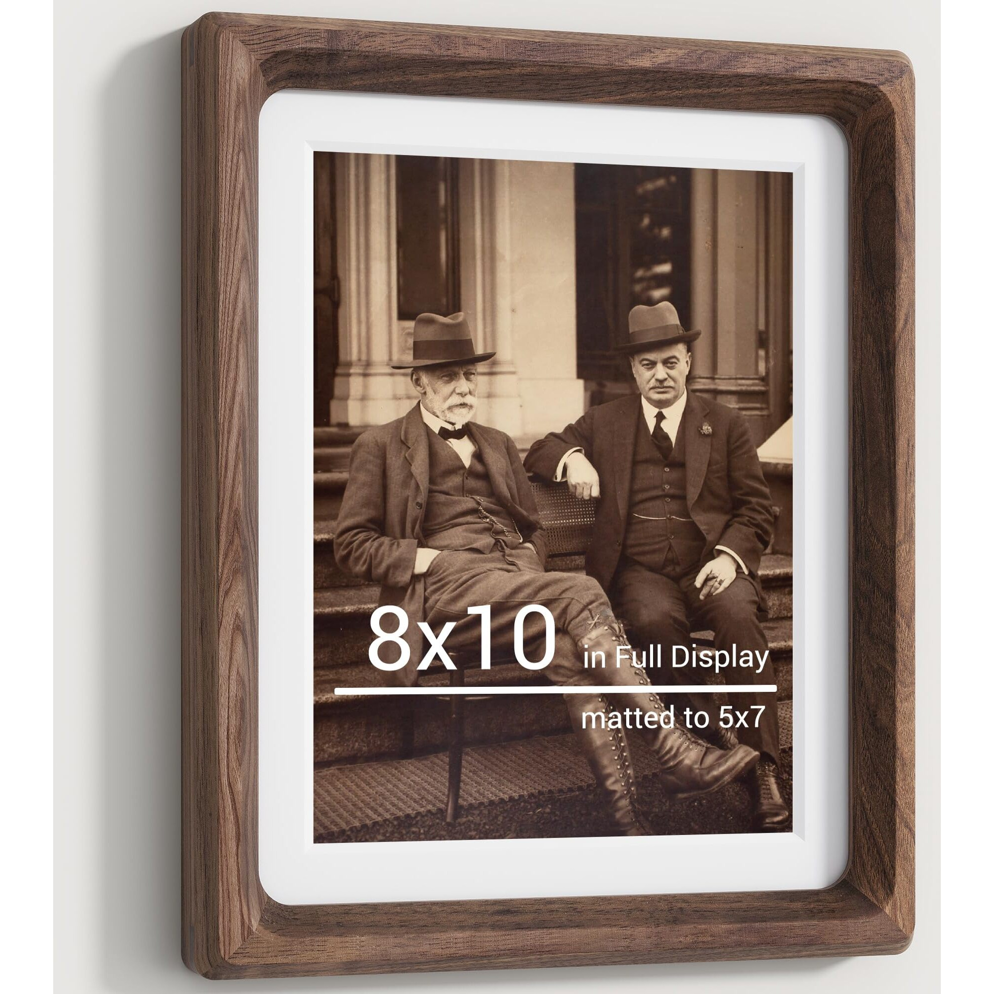 Heimlove 8X10 Picture Frames Natural Walnut Original Wood Hand Make Crafted Photo Frame With Mat To 5X7 Graduation Picture Display Family Picture Wedding Picture Tabletop & Wall Decoration