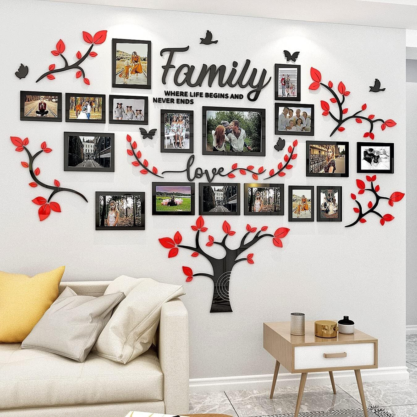 Family Tree Wall Decor For Living Room - Picture Frames Collage Wall Decor 4X6 5X7 8X10 11X14 3D Diy-Acrylic Family Wall Decor Photo Collage Frame For Wall - Marcos Para Fotos De Pared
