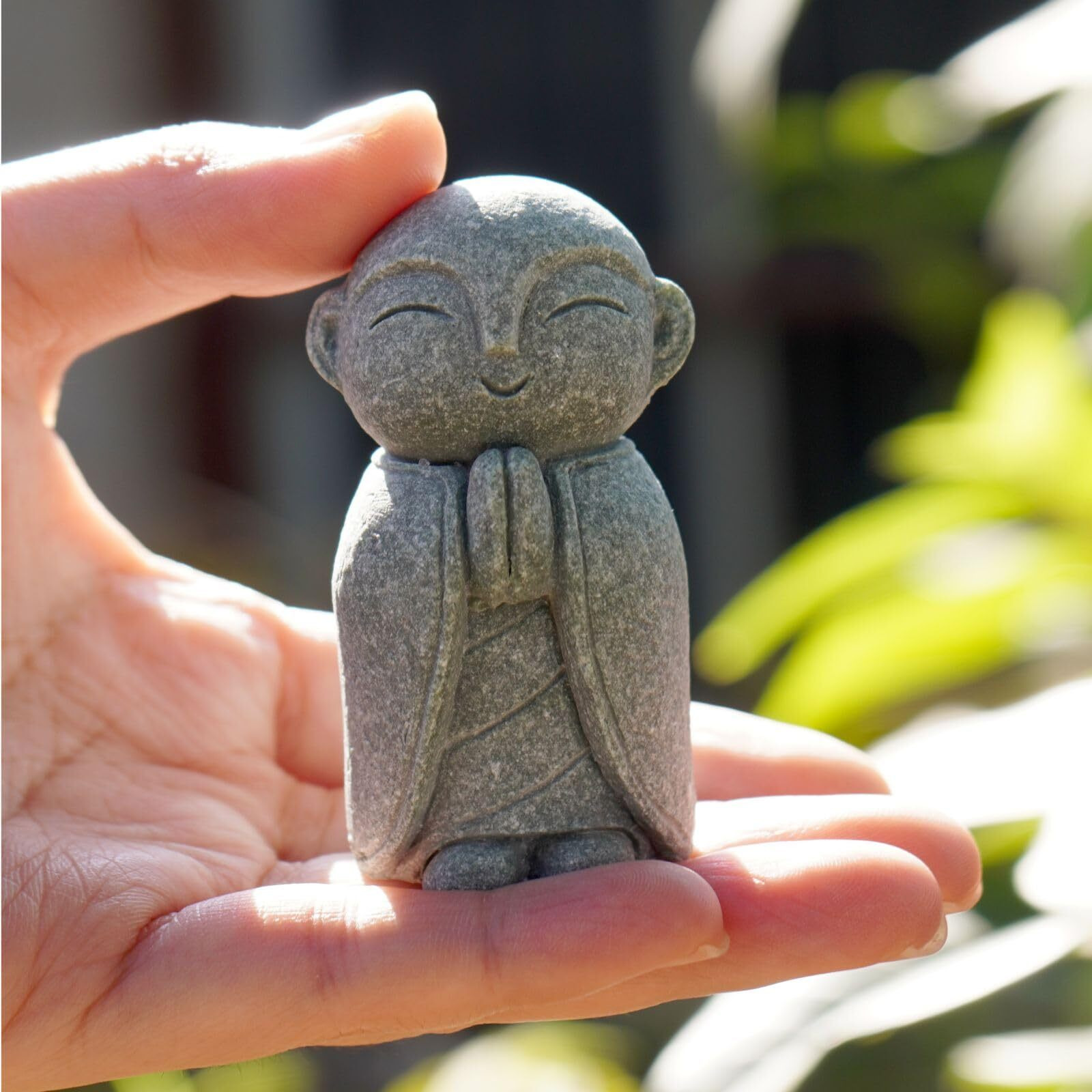 Owmell Japanese Jizo Monk Statue Praying  Buddha Jizo Statue Figurine Memorial Statue Aquarium Decoration For Garden Outdoor Ornament 2.6"" - Namaste