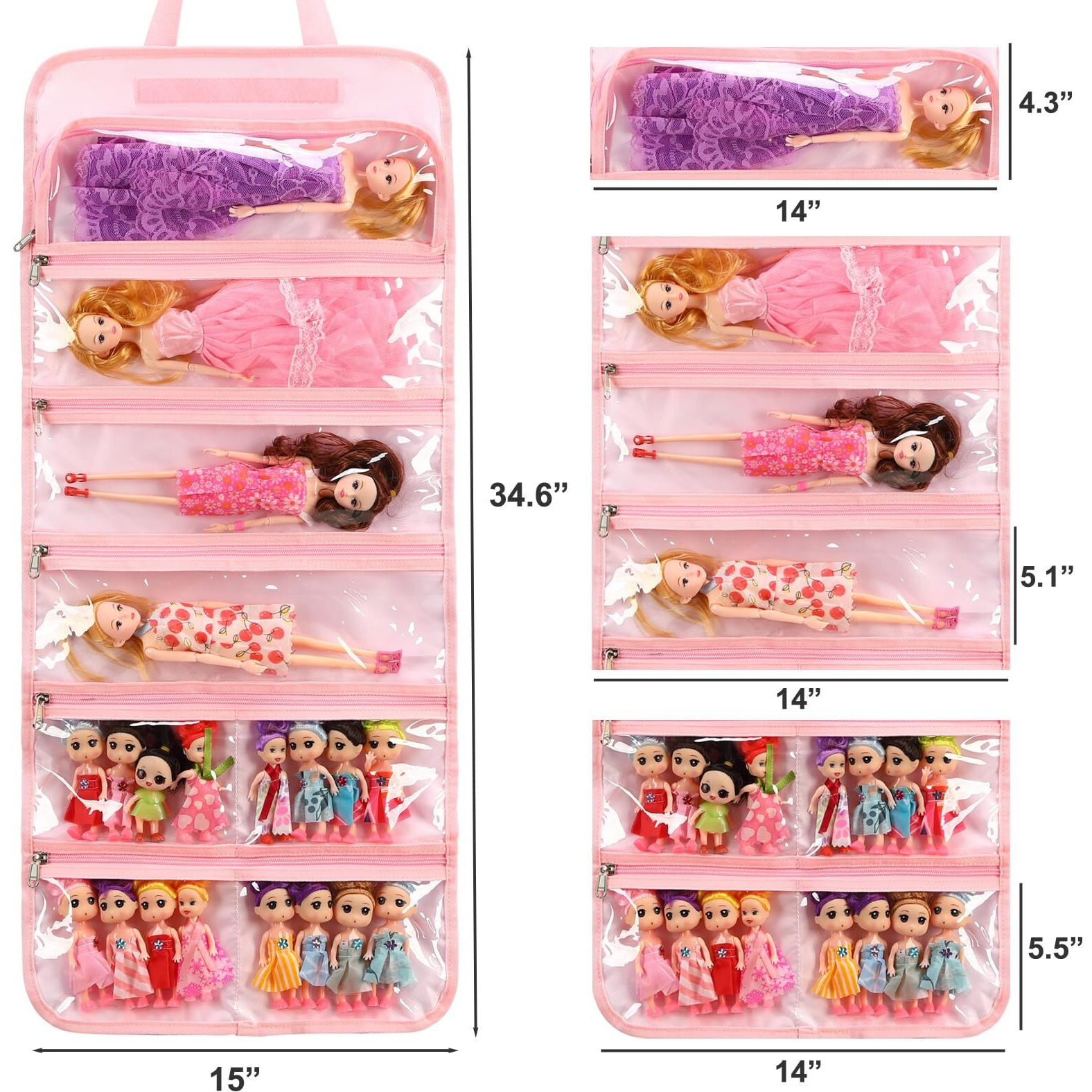Jianya Dolls Storage Bag Toys Display Carrying Storage Organizer Clear View Compatible With All Surprise Dolls Small Toy  Mermaid Tie Dye