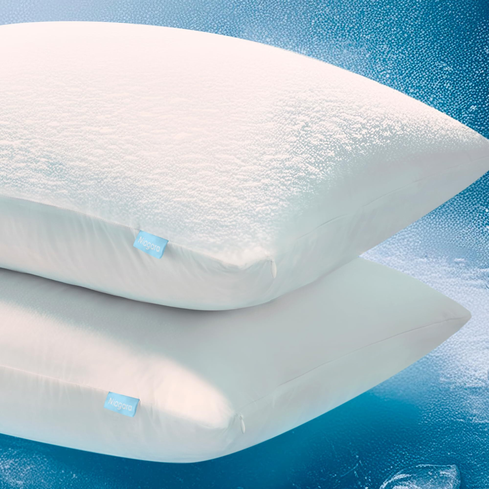 Niagara Set Of 2 Cooling Pillow Cases Queen Size  Coolspan Technology Q-Max 0.4 Cooling Pillowcases For Hot Sleepers  Hidden Zipper Pillow Covers  Soft  Anti-Static (20X30'') - Cream White