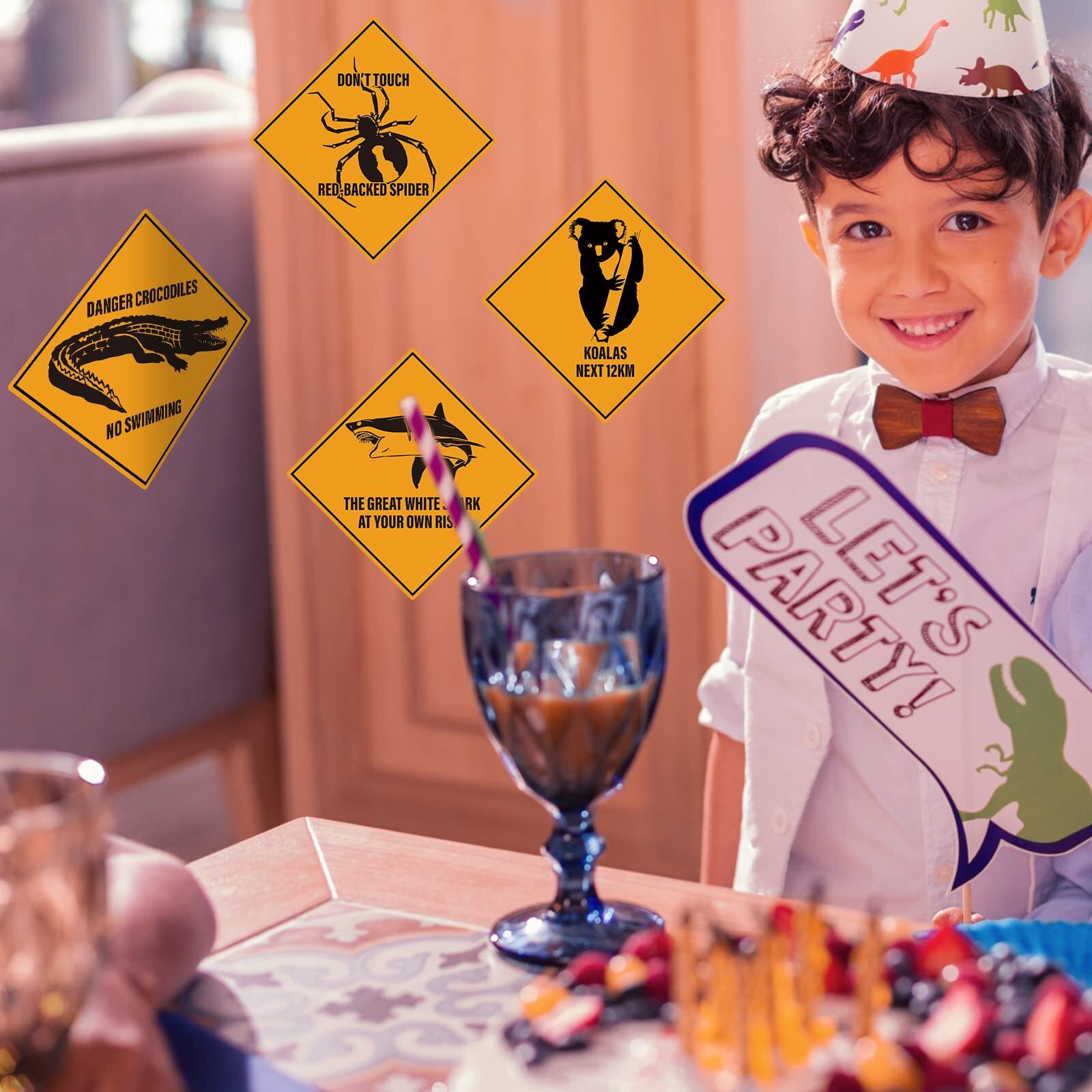 Perkoop 16 Pieces Australian Party Decoration Outback Road Sign Cutouts Australian Theme Decoration Outback Road Street Sign G'Day Mate Wall Decorations For Festive Occasions